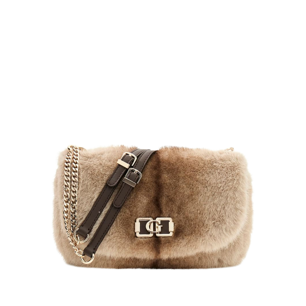 Mavis faux fur crossbody-veske - Espresso