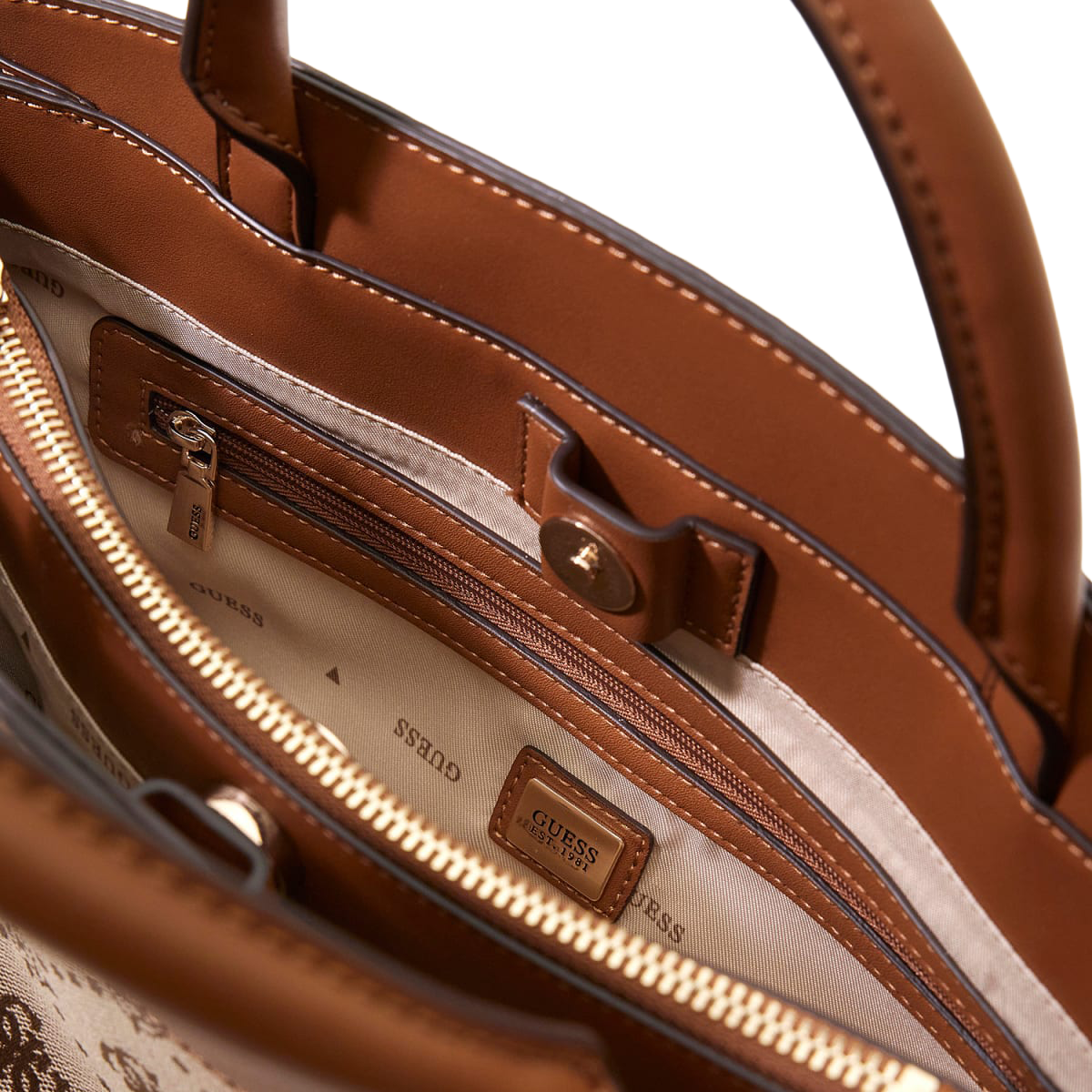 Melinda logo 3 lommer håndveske - Latte Brown