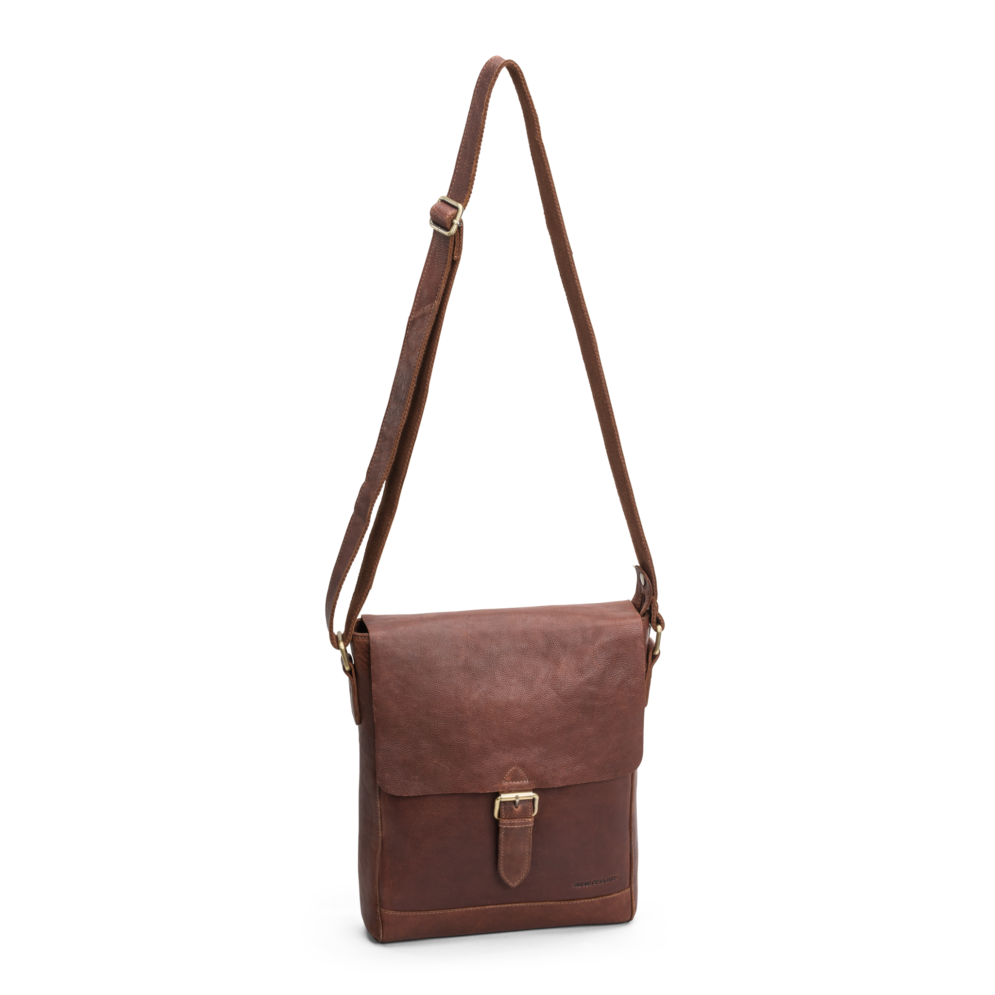 Oxford flap bag 13" i skinn - Cognac