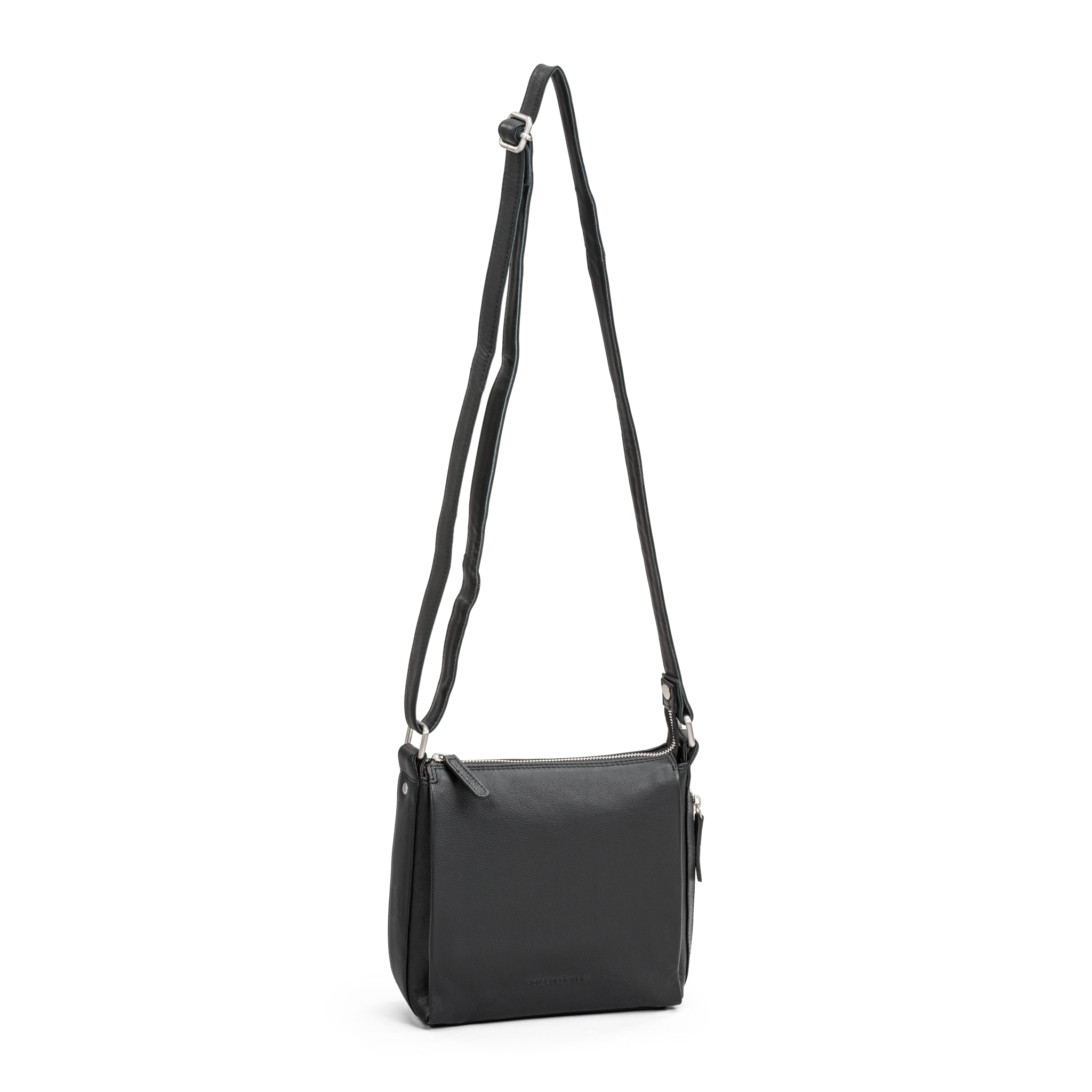 Crossbody skulderveske i skinn - Svart