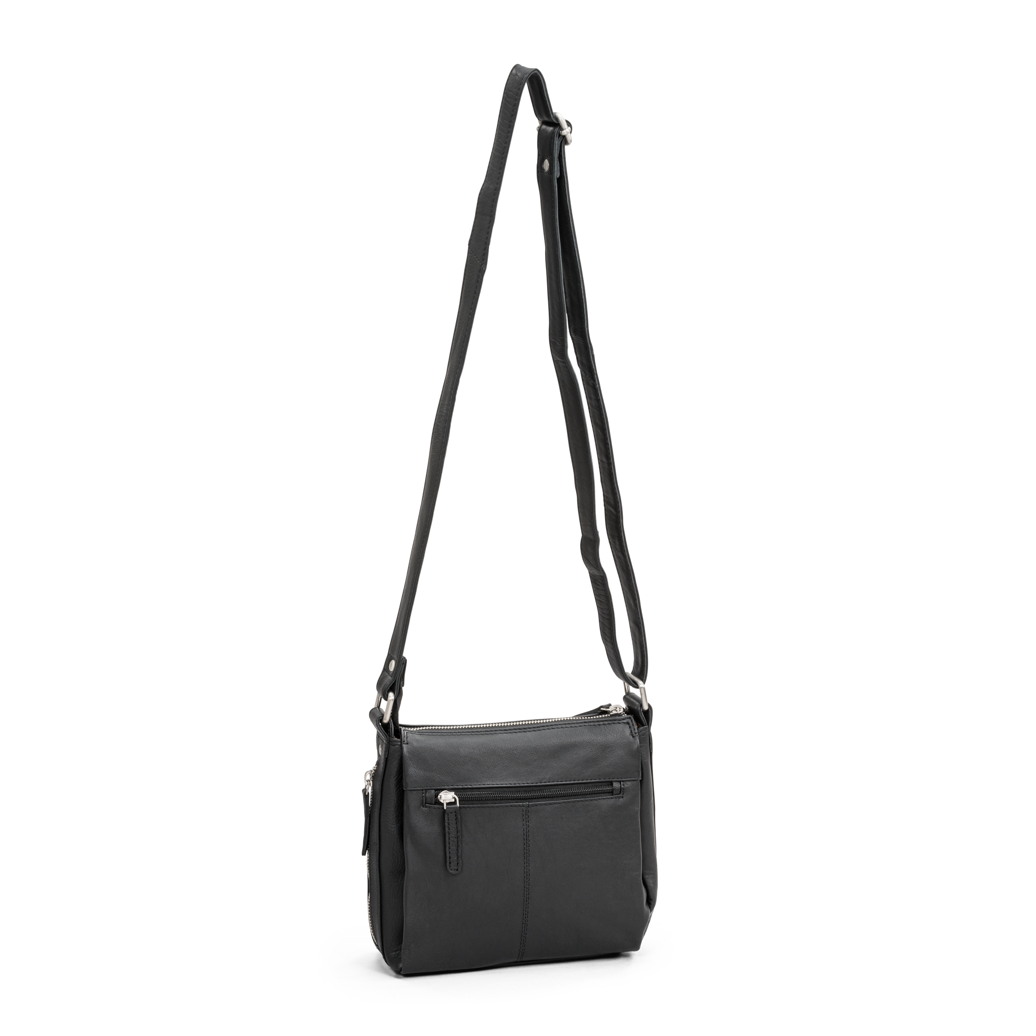 Crossbody skulderveske i skinn - Svart