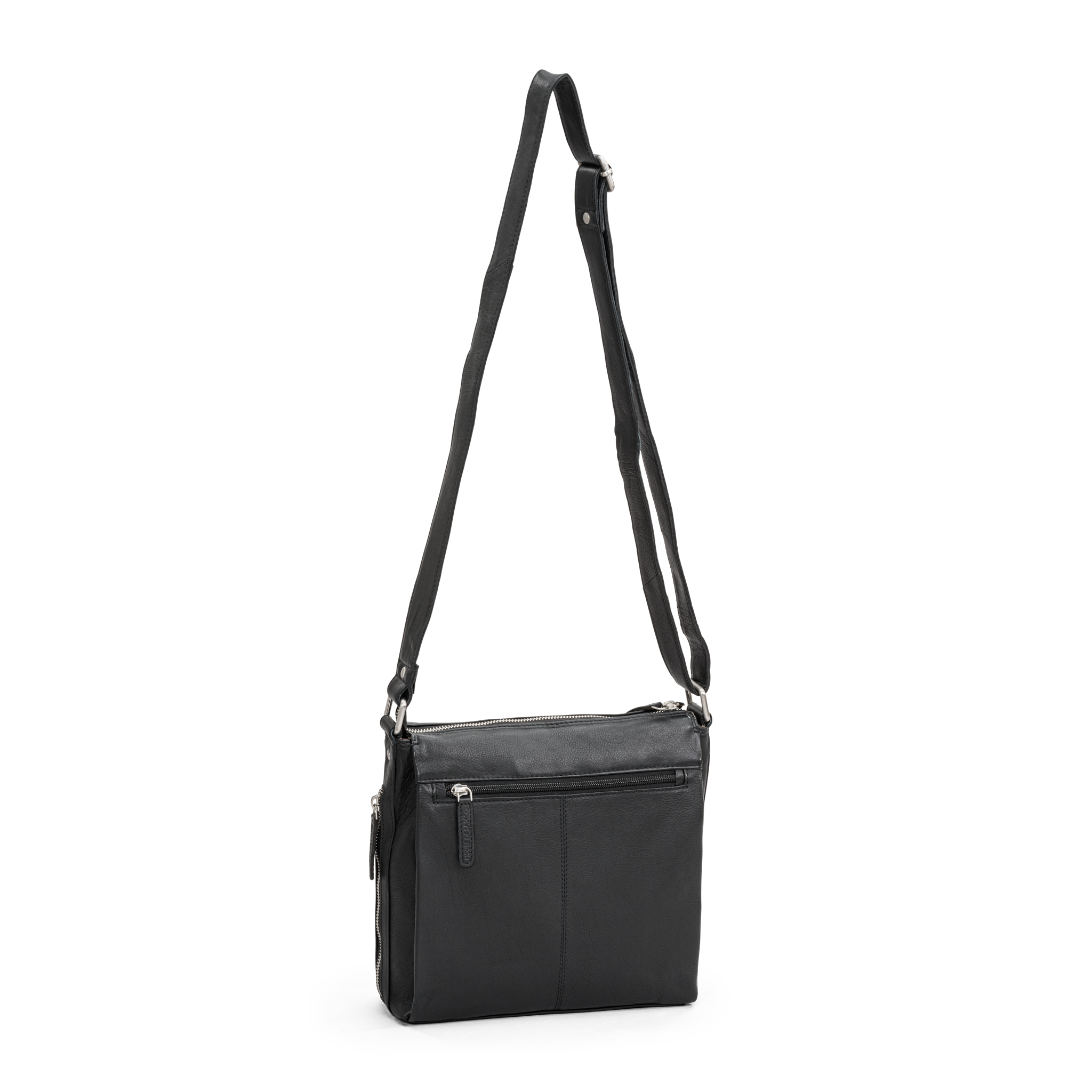 Crossbody skulderveske i skinn - Svart