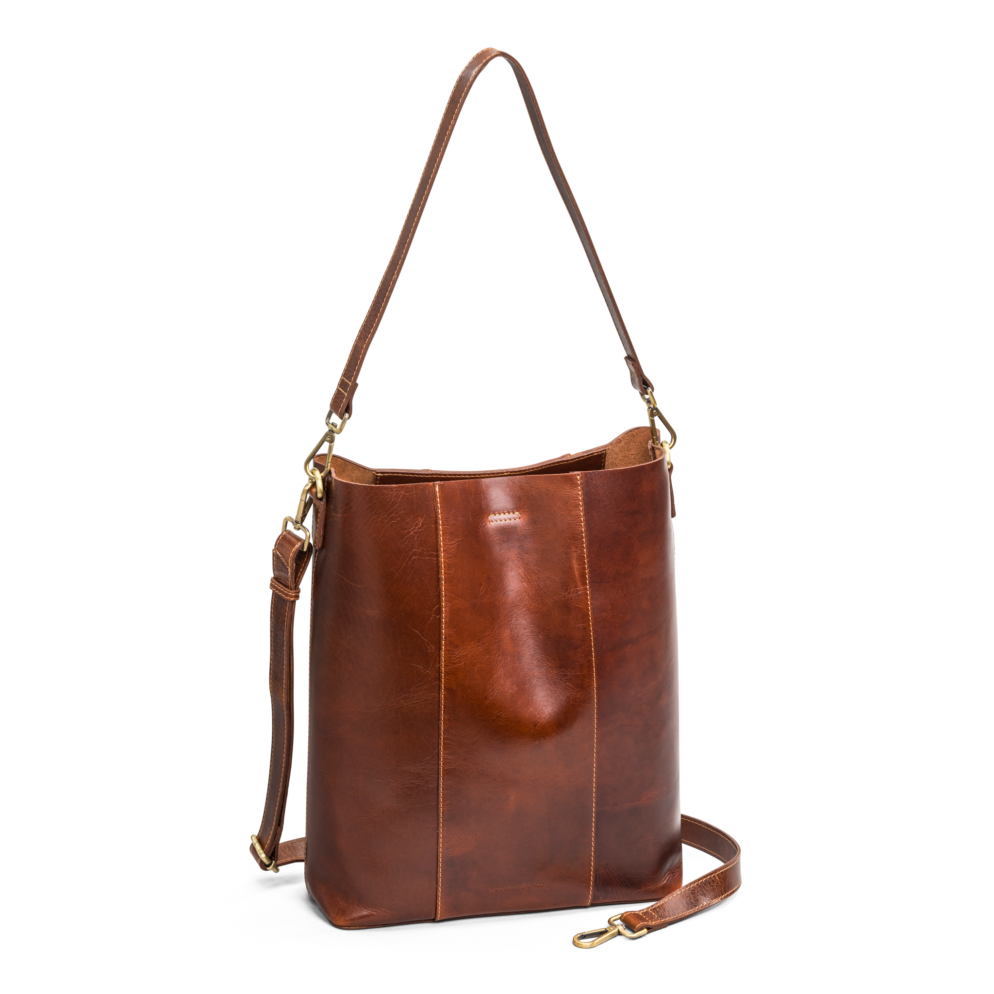Bucket bag 16" i skinn - Cognac