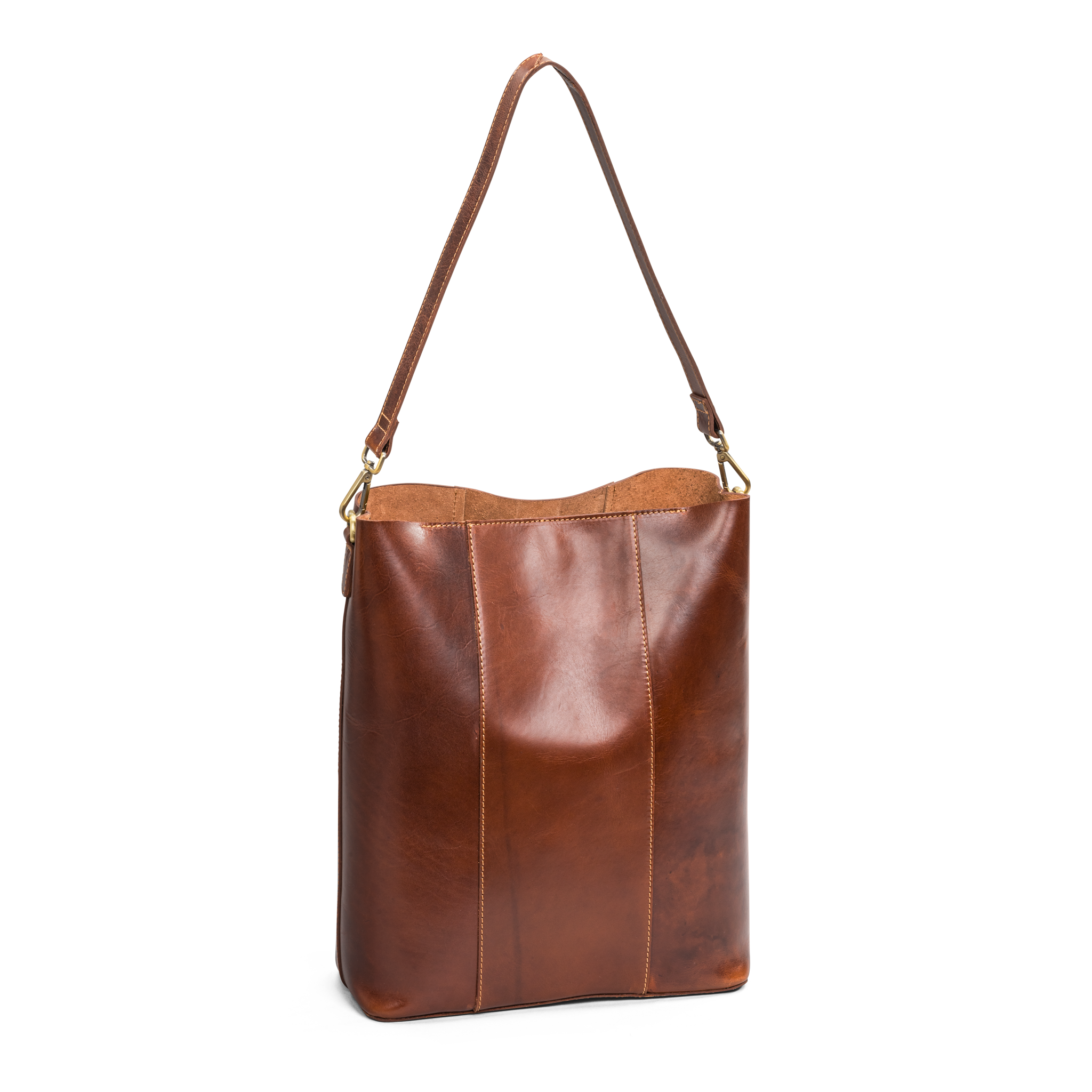 Bucket bag 16" i skinn - Cognac