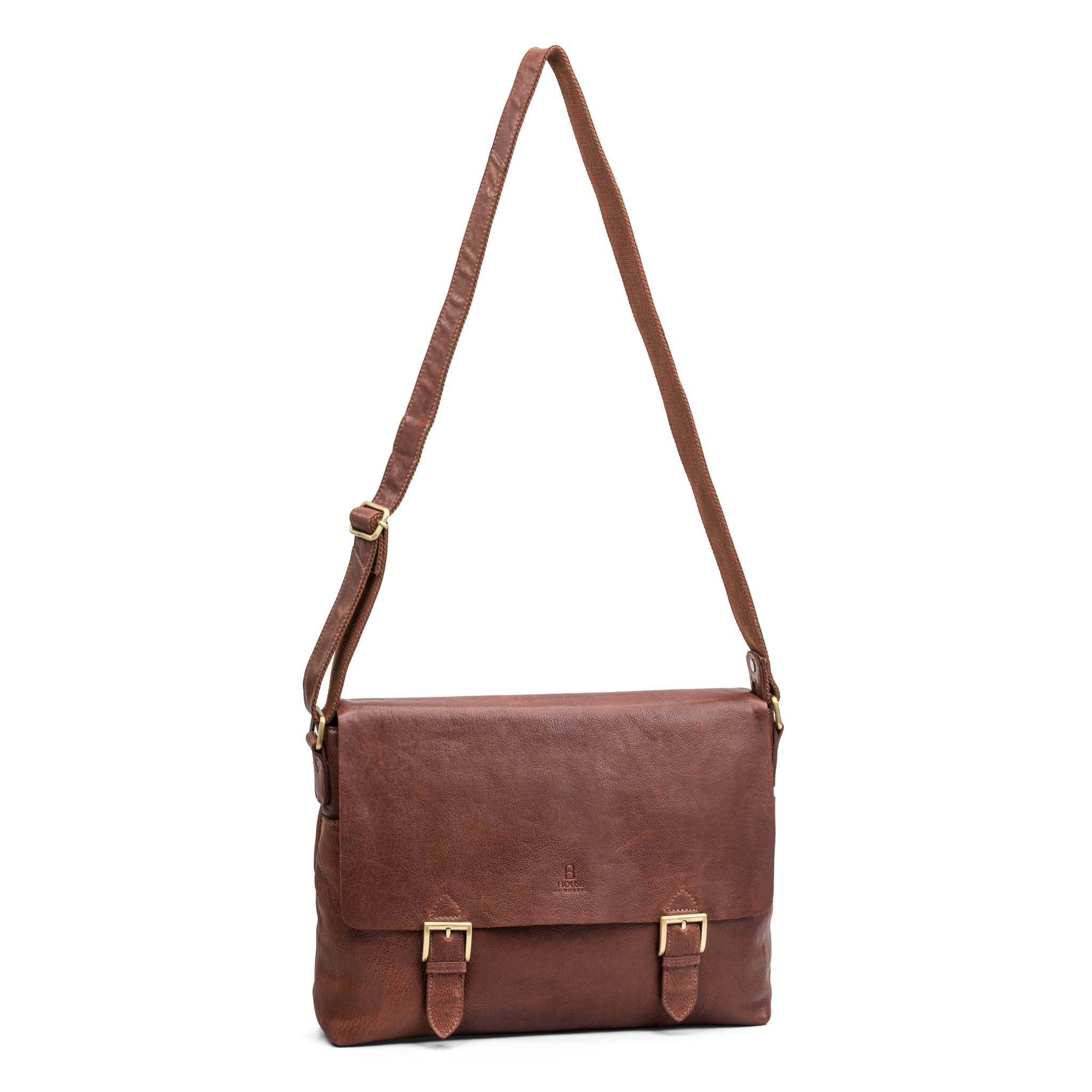 Veske Flapbag Large skinn - Cognac