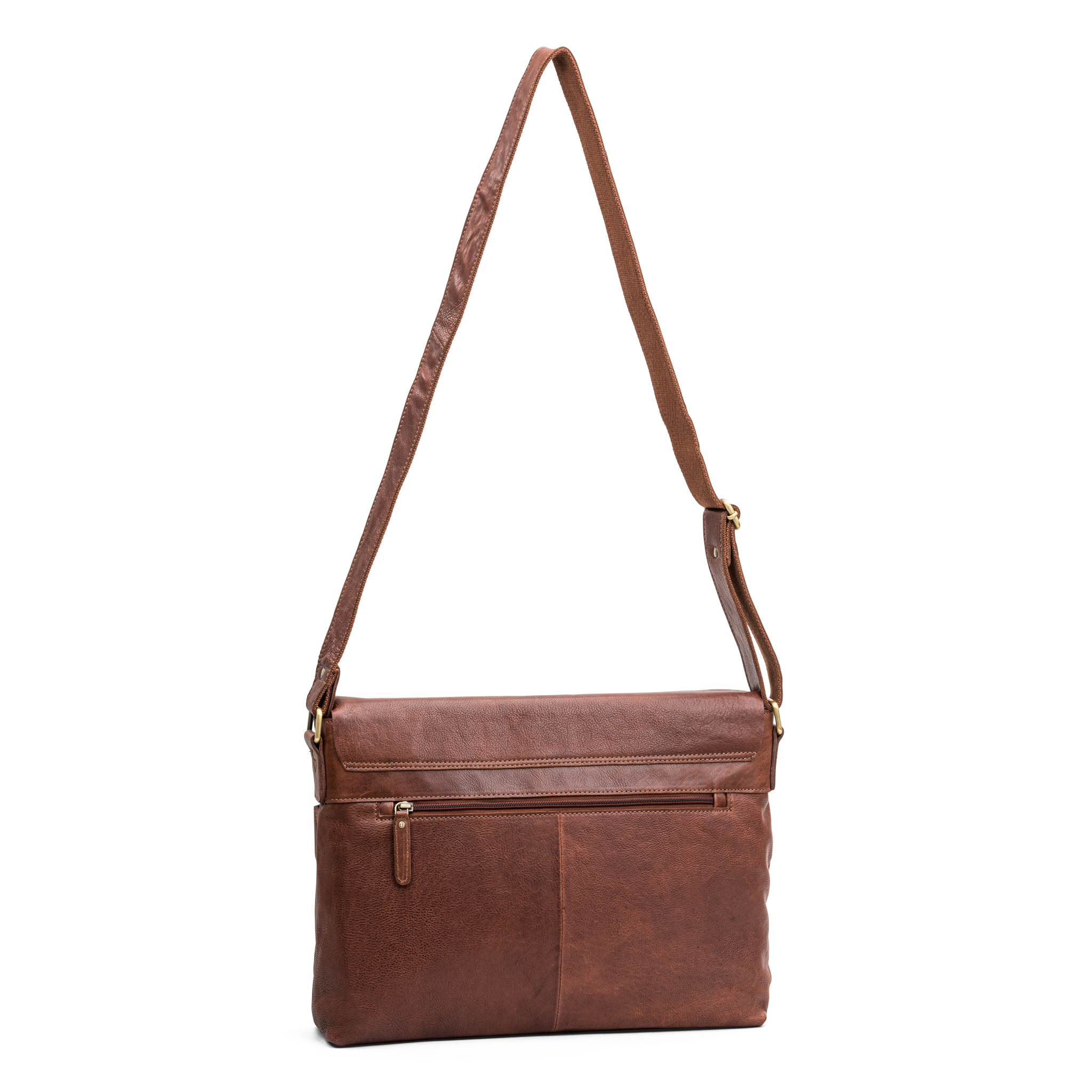 Veske Flapbag Large skinn - Cognac