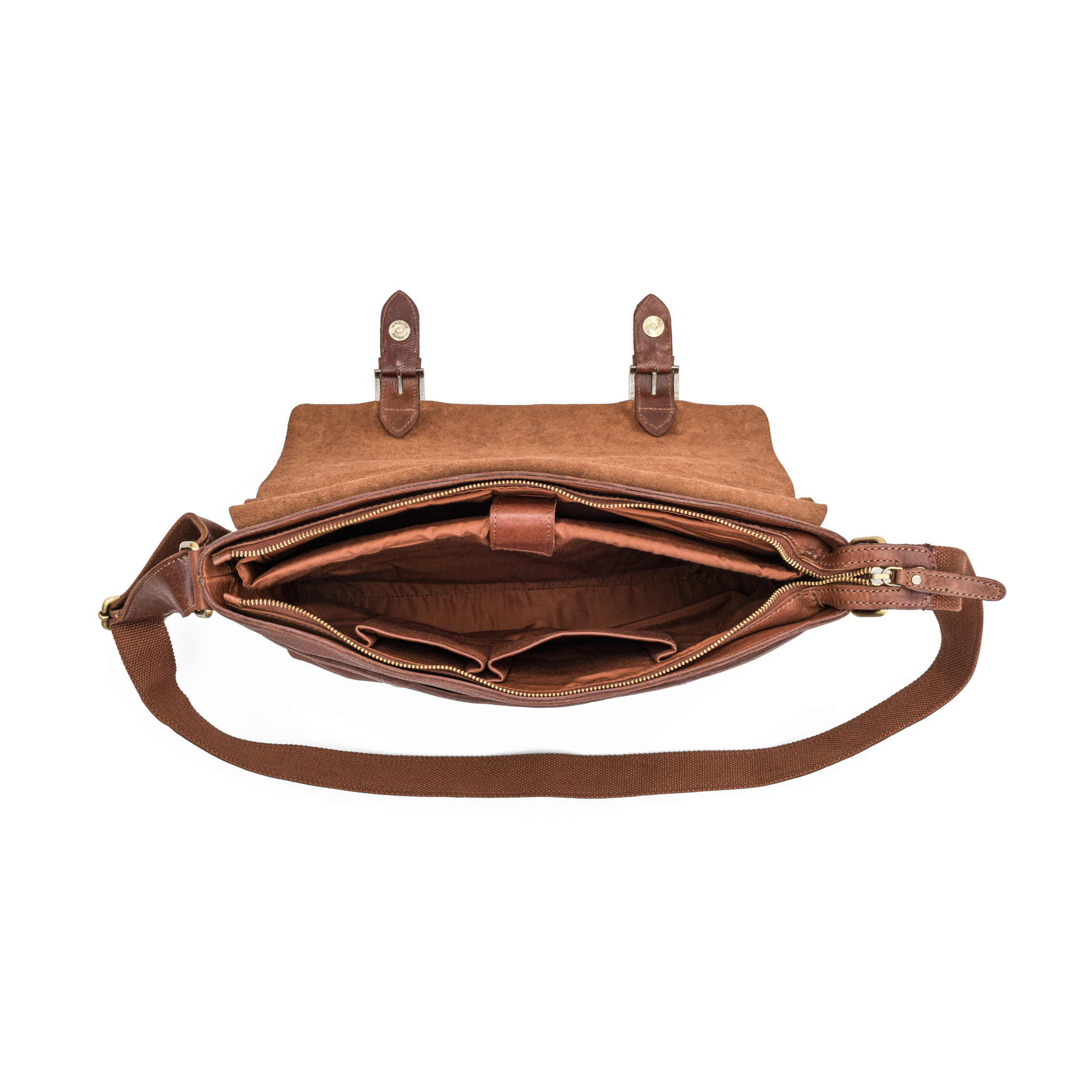 Veske Flapbag Large skinn - Cognac