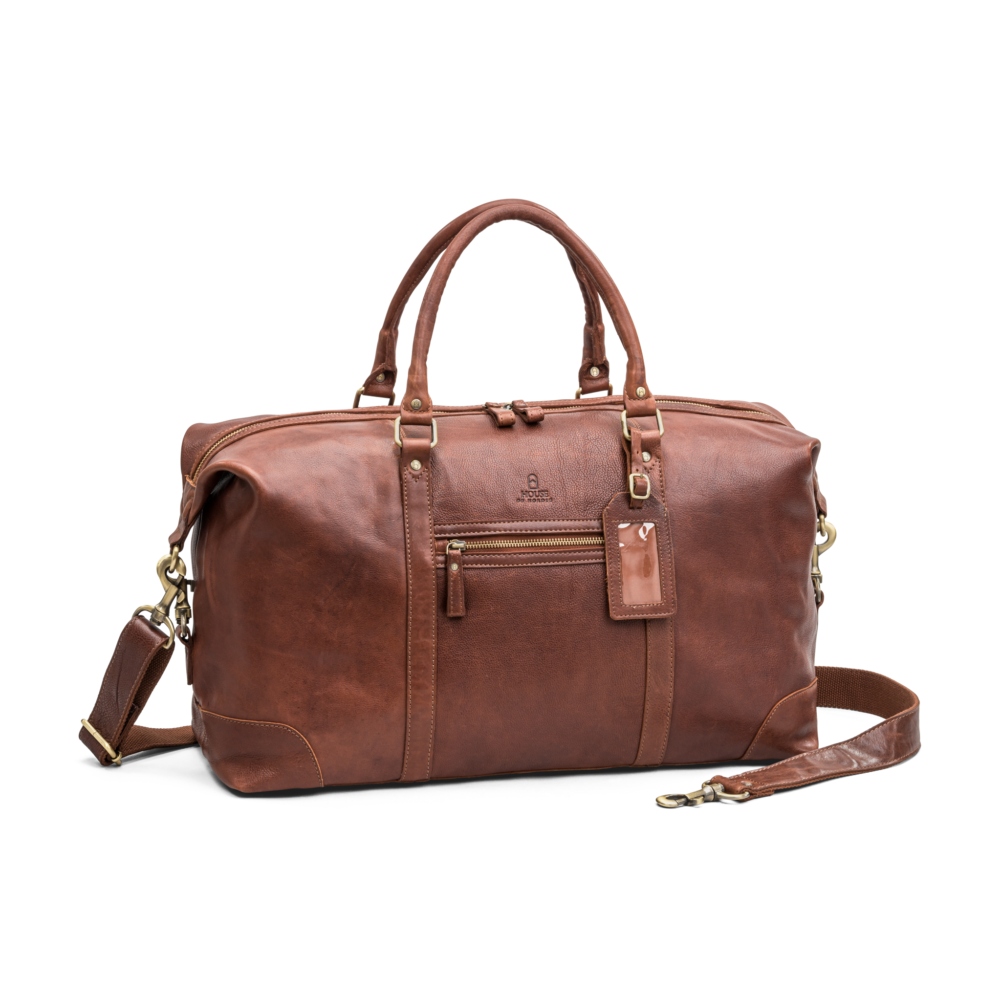 Weekend bag skinn, 27 L - Cognac