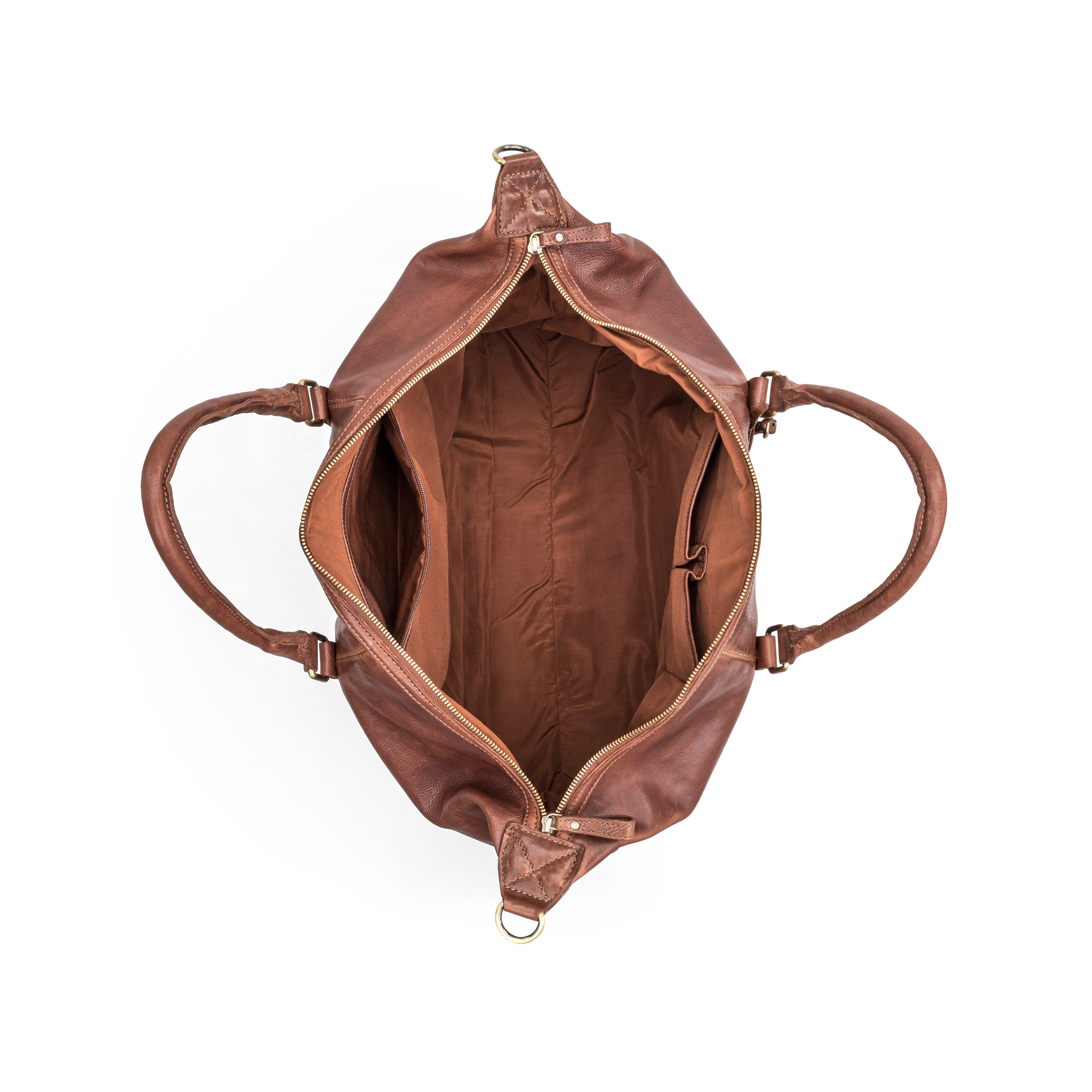 Weekend bag skinn, 27 L - Cognac