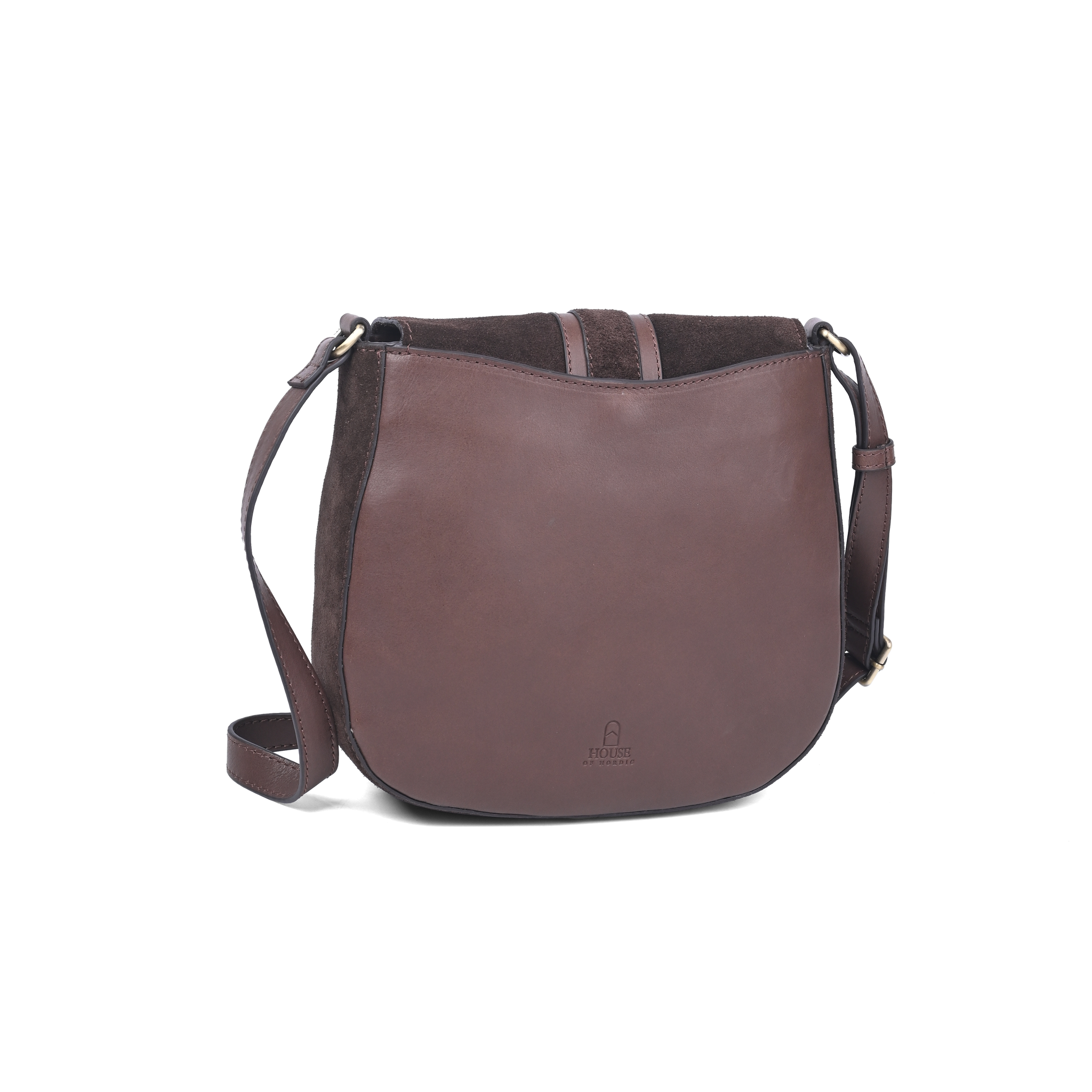 Vintage Look skulderveske i skinn - Mørk brun
