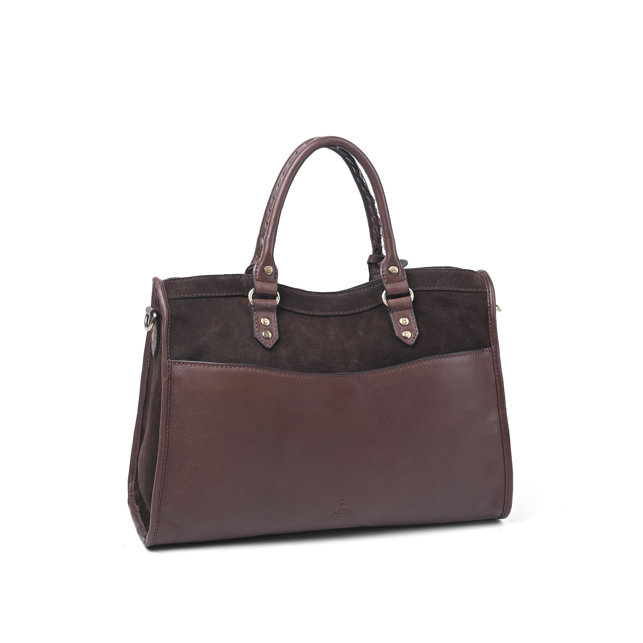 Vintage Look tote bag i skinn - Mørk brun