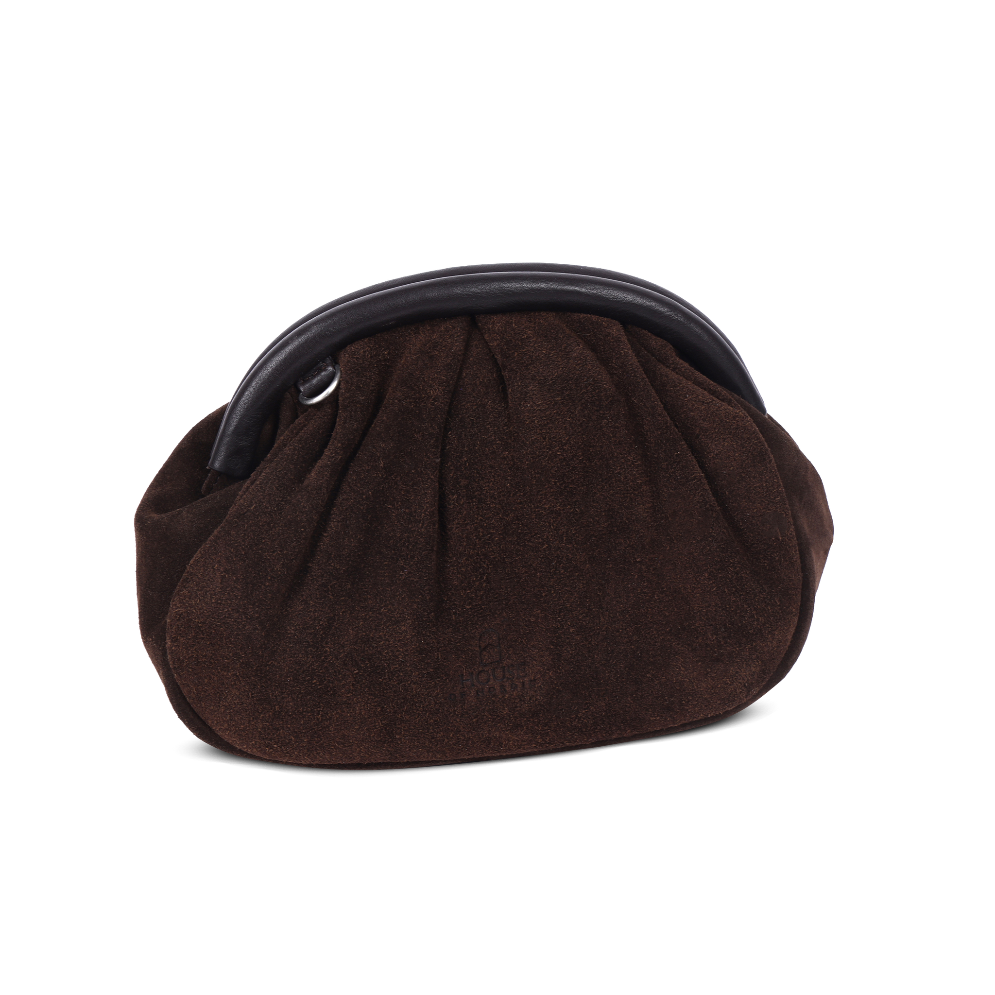 Chic Boho clutch i semsket skinn - Mørk brun