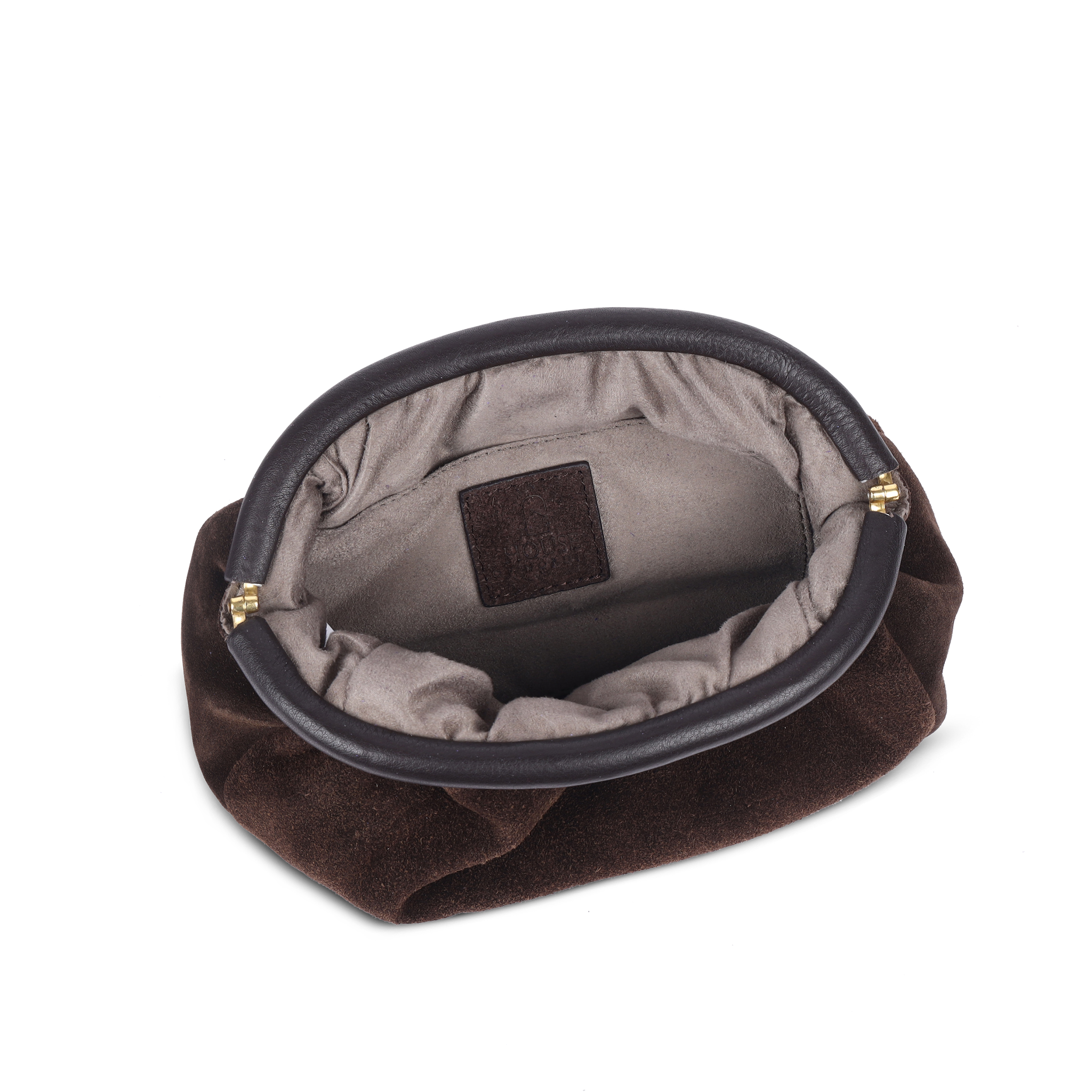 Chic Boho clutch i semsket skinn - Mørk brun