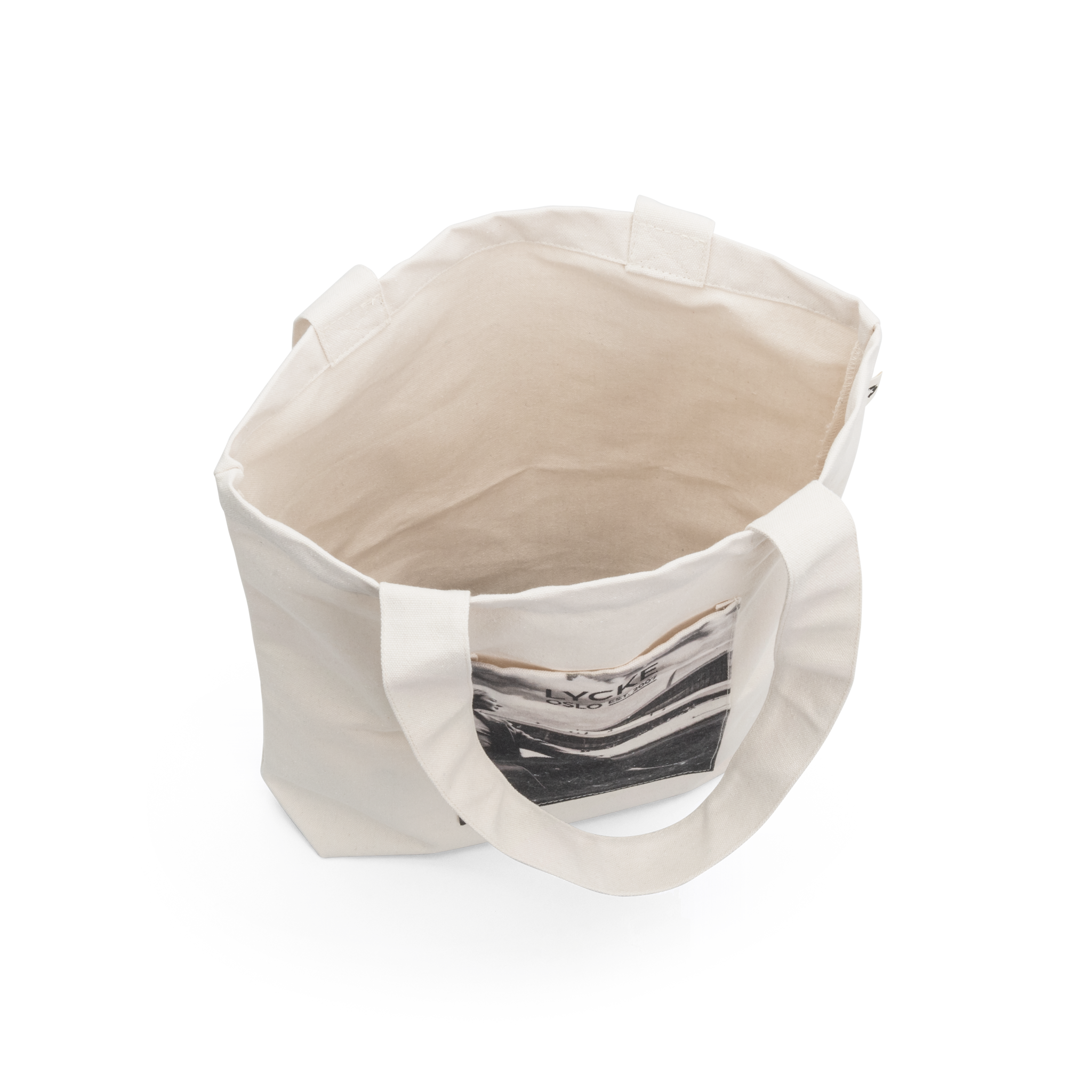 Handlenett i resirkulerbar bomull - Beige/Black