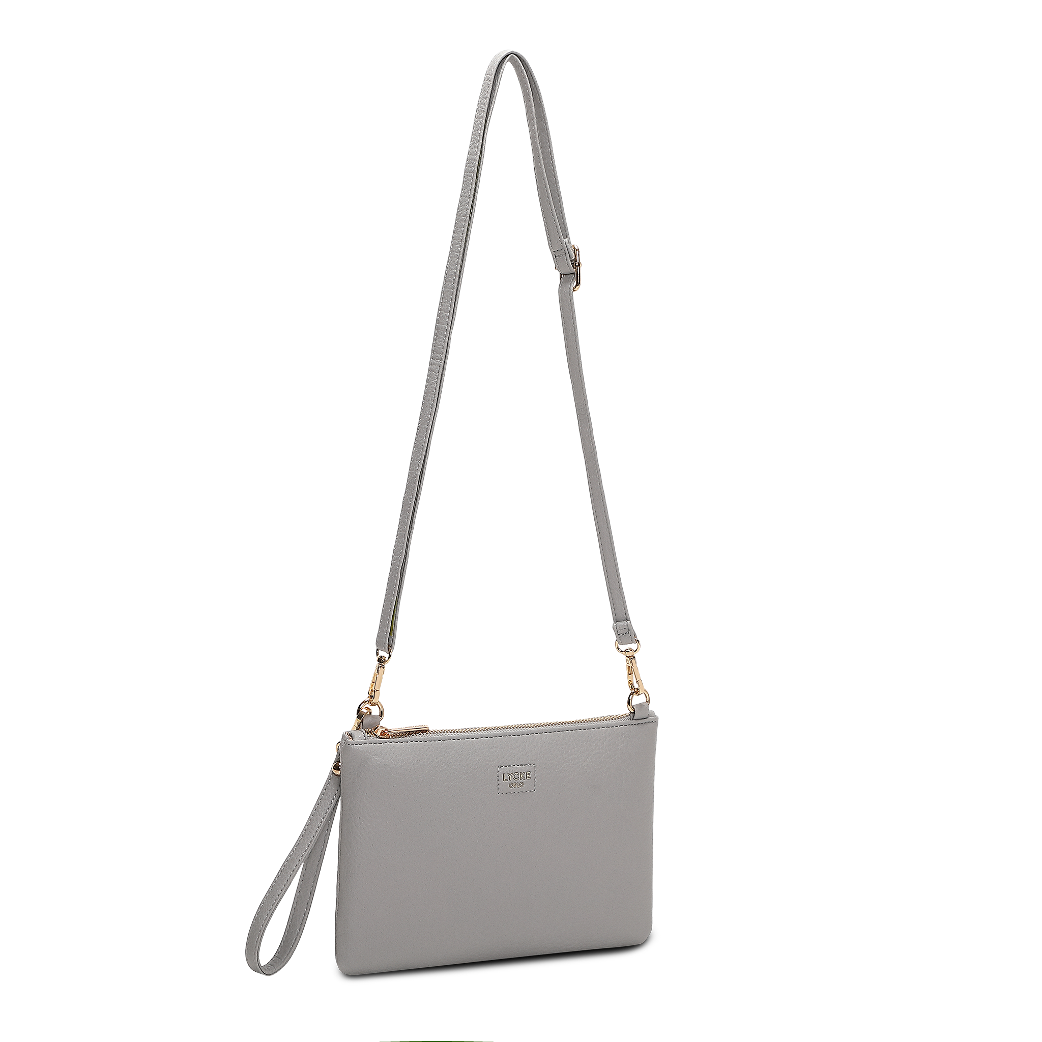 Alma clutch-veske med lang rem - Grå