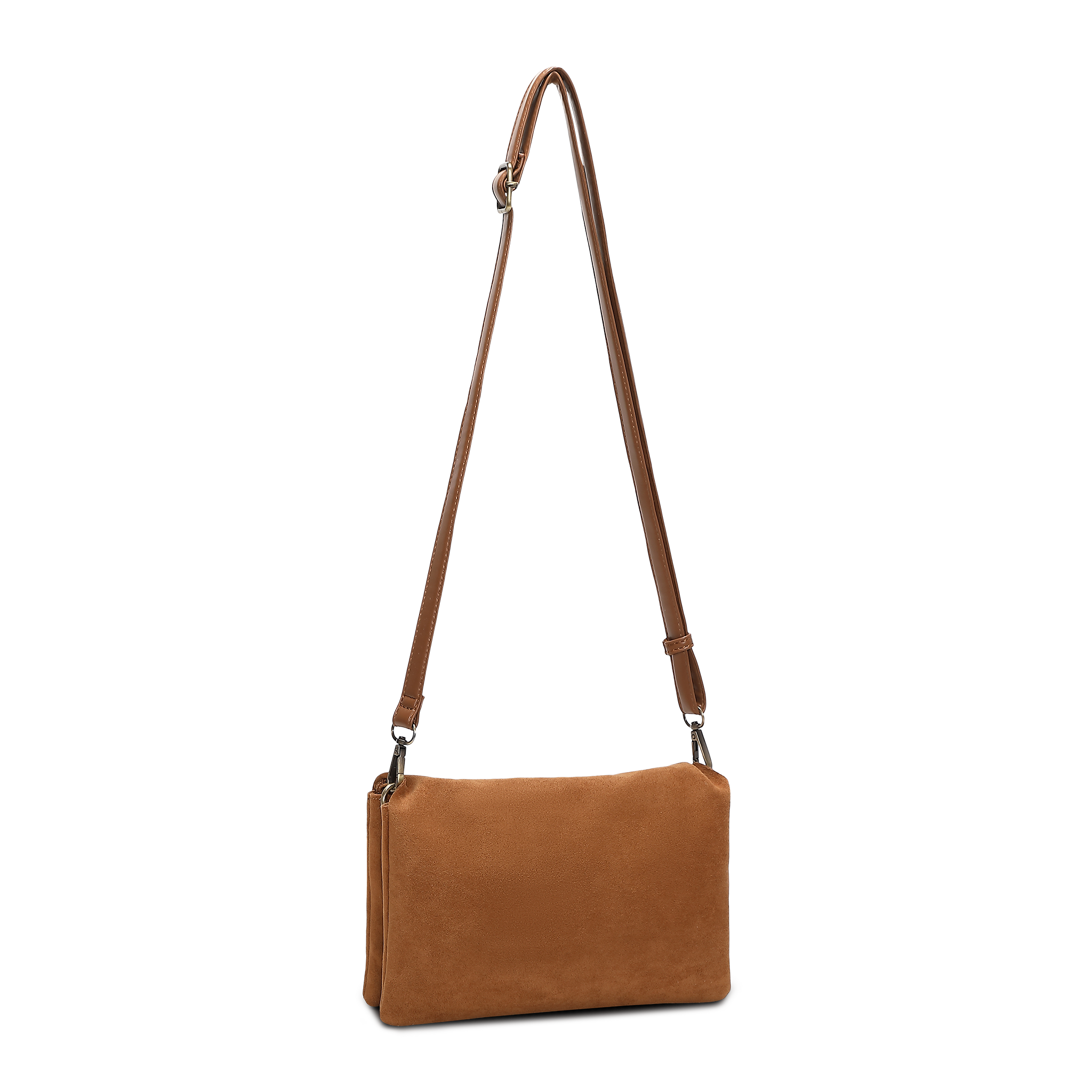 Crossbody-veske med klaff - Kamel