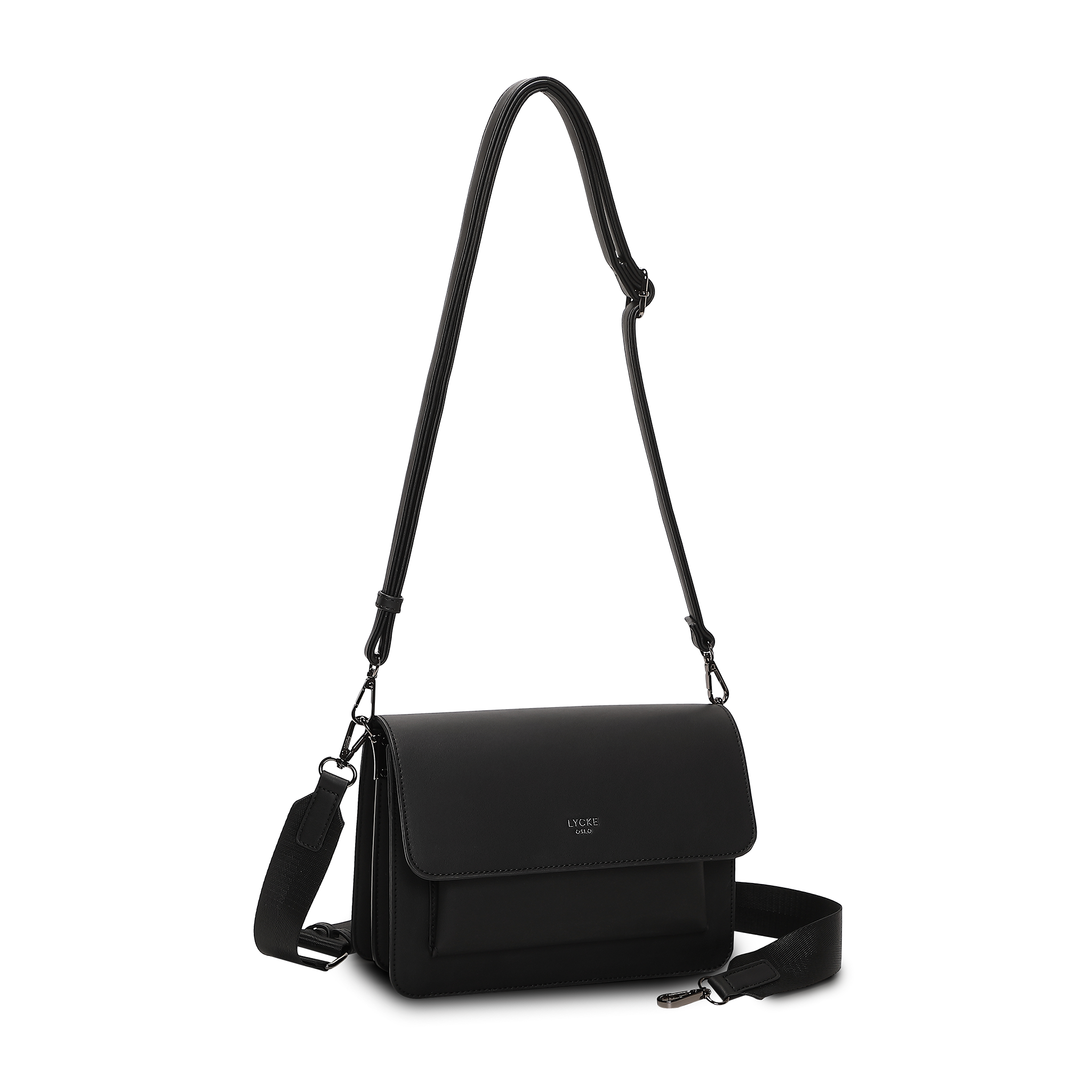 Crossbody-veske med klaff - Svart