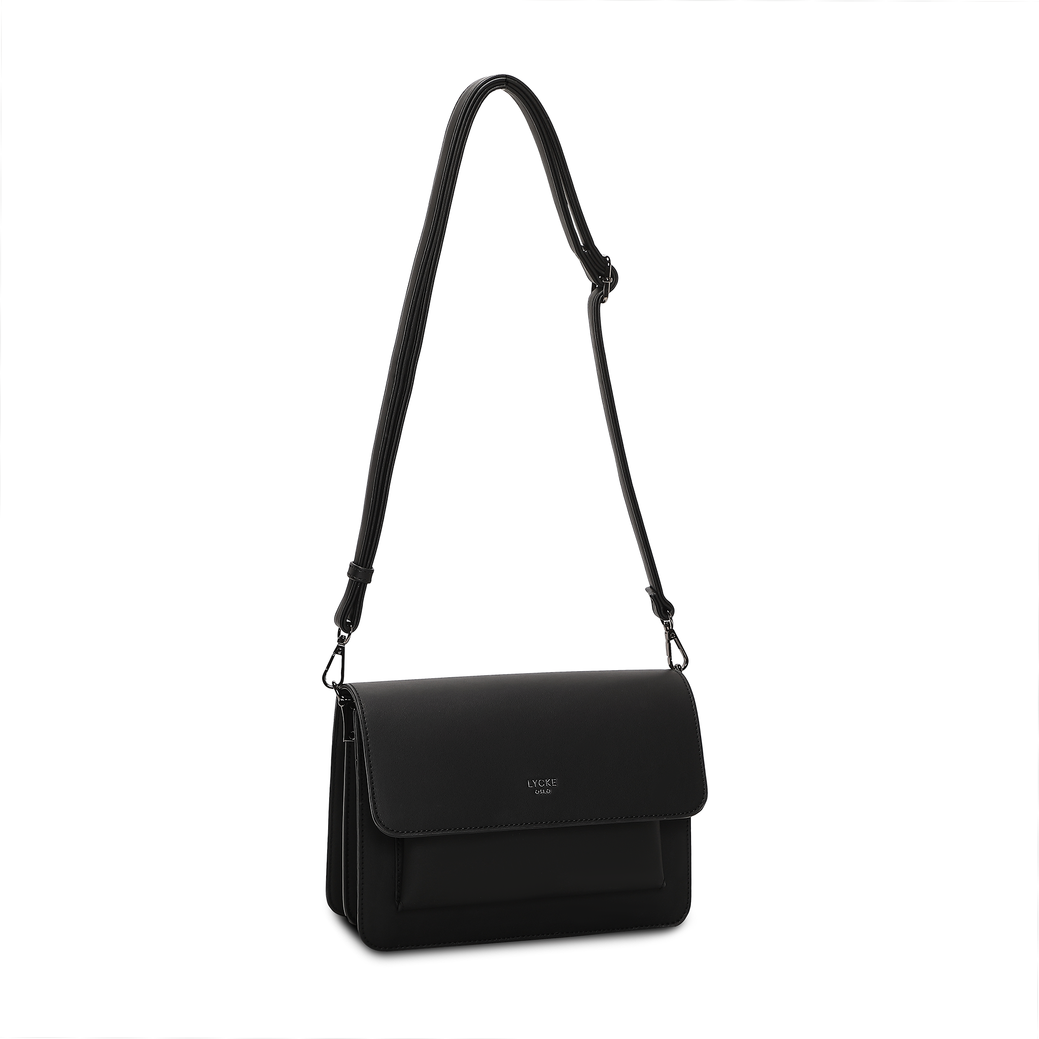 Crossbody-veske med klaff - Svart