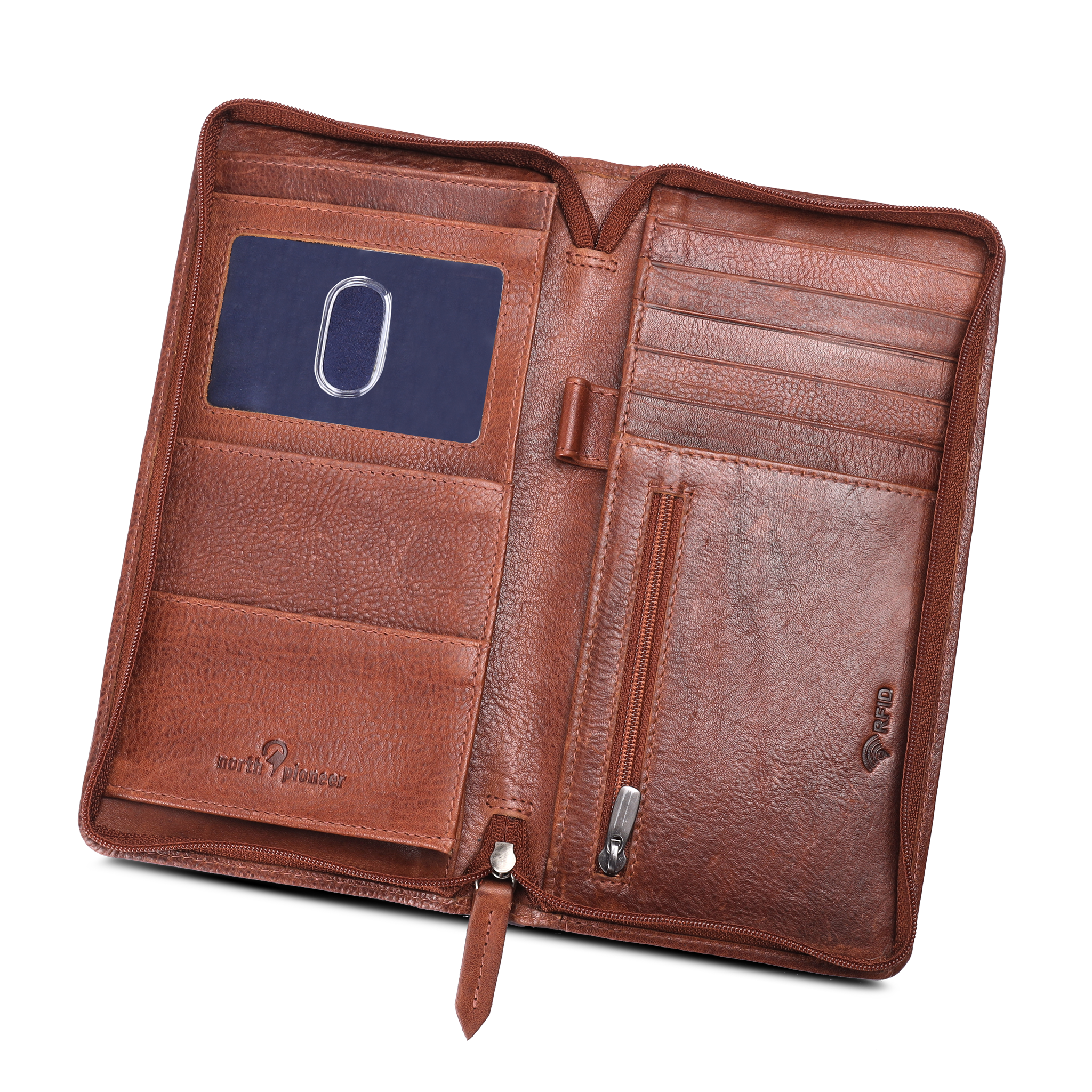 North Pioneer Reisemappe – skinn RFID-beskyttelse - Cognac