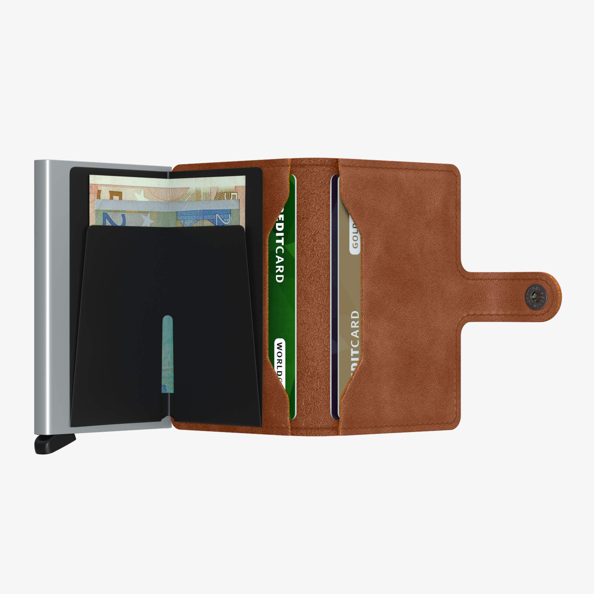 Miniwallet Vintage Cognac-Silver - Cognac