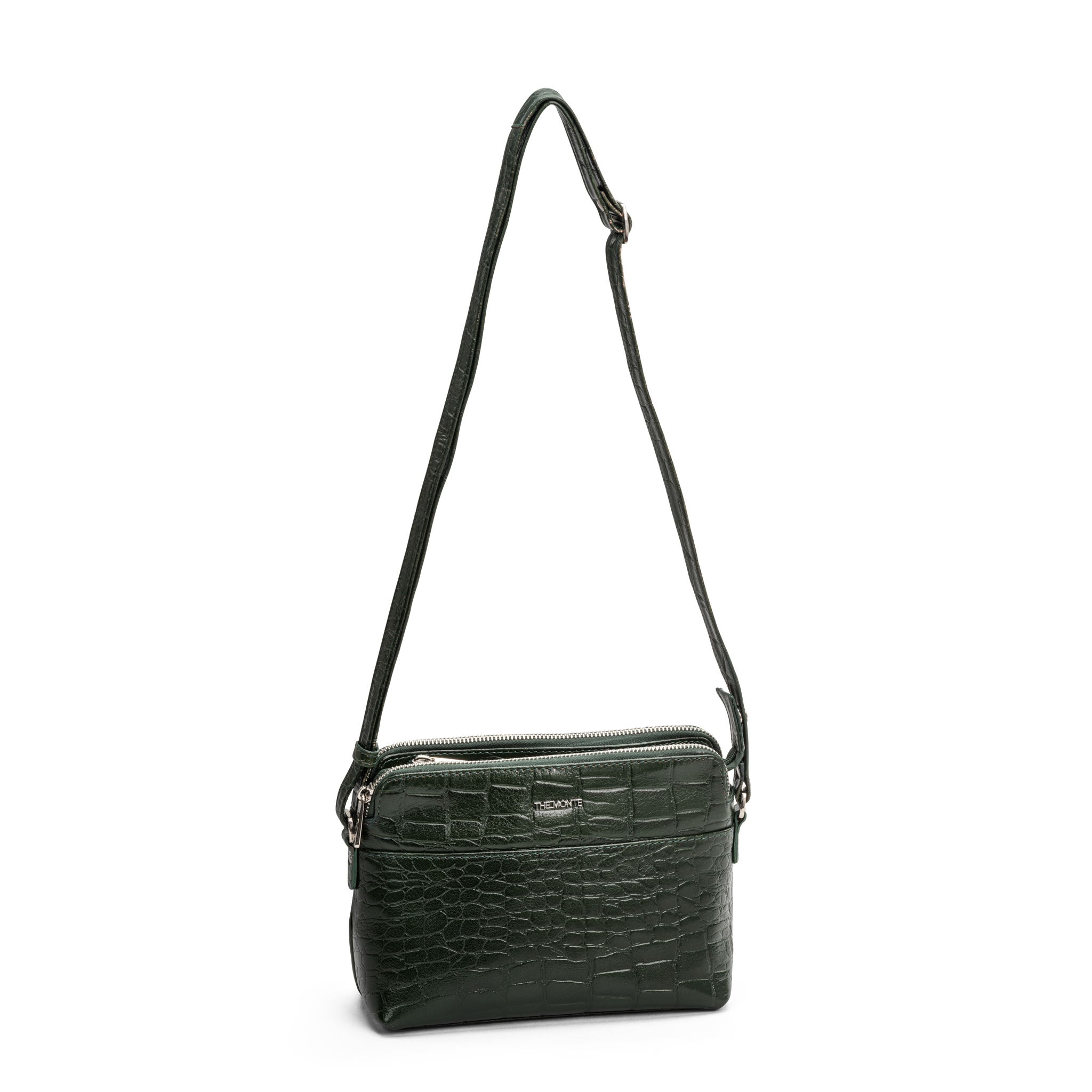 Crossbody i croco - Dark green