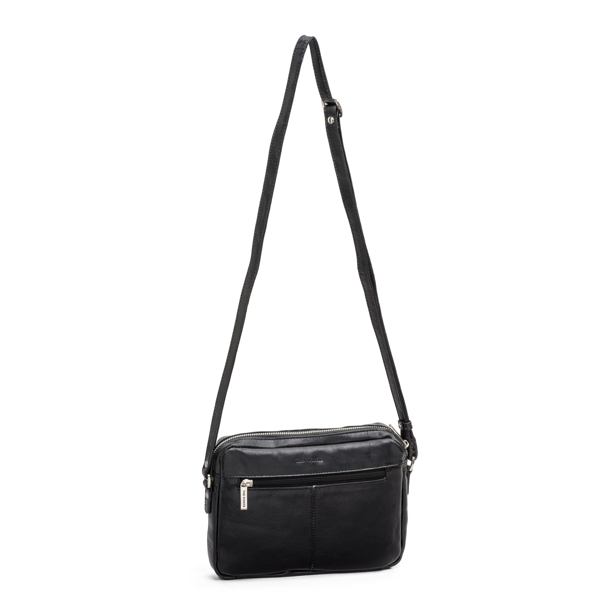 Quiltad crossbody i skinn - Svart