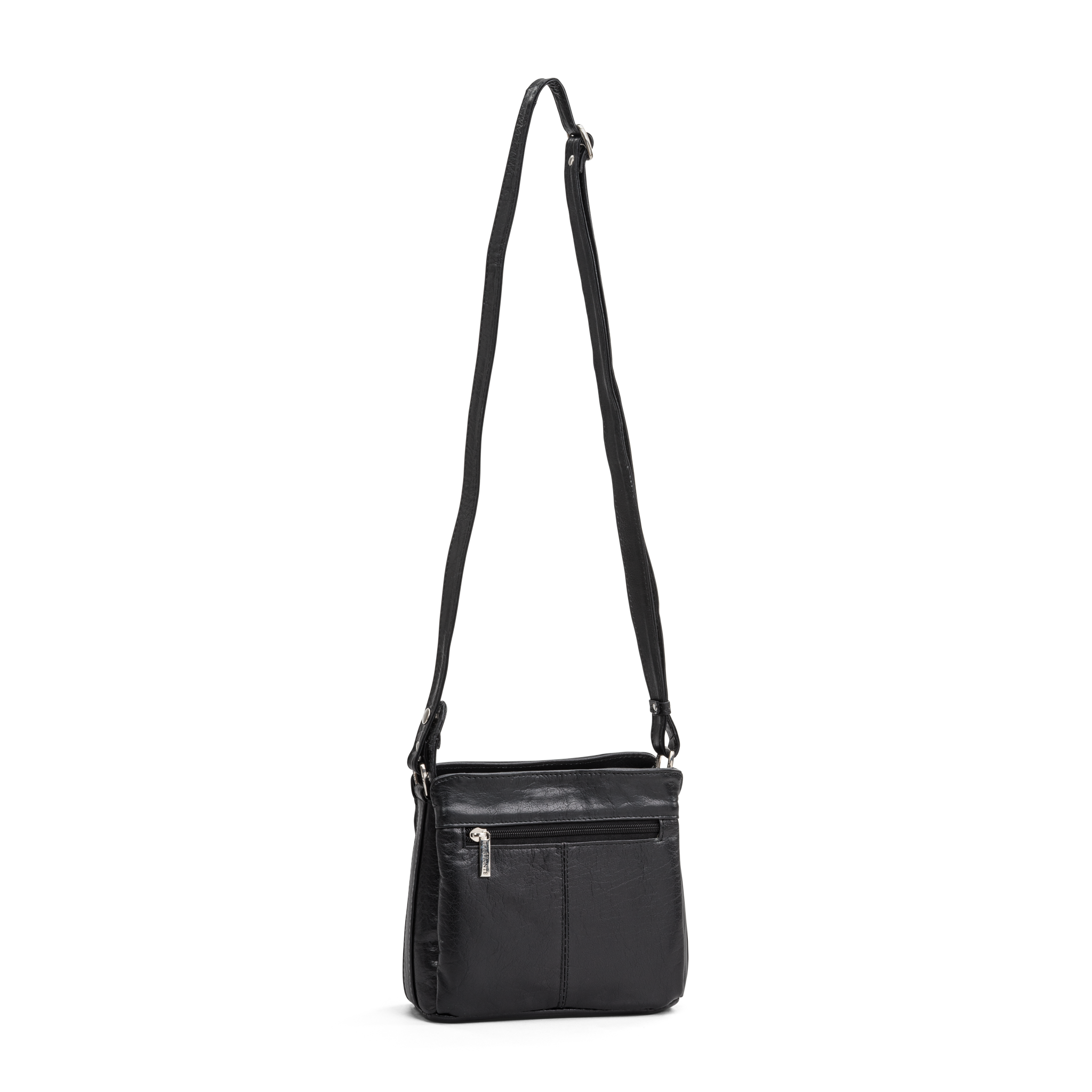 Praktisk crossbody i skinn - Svart