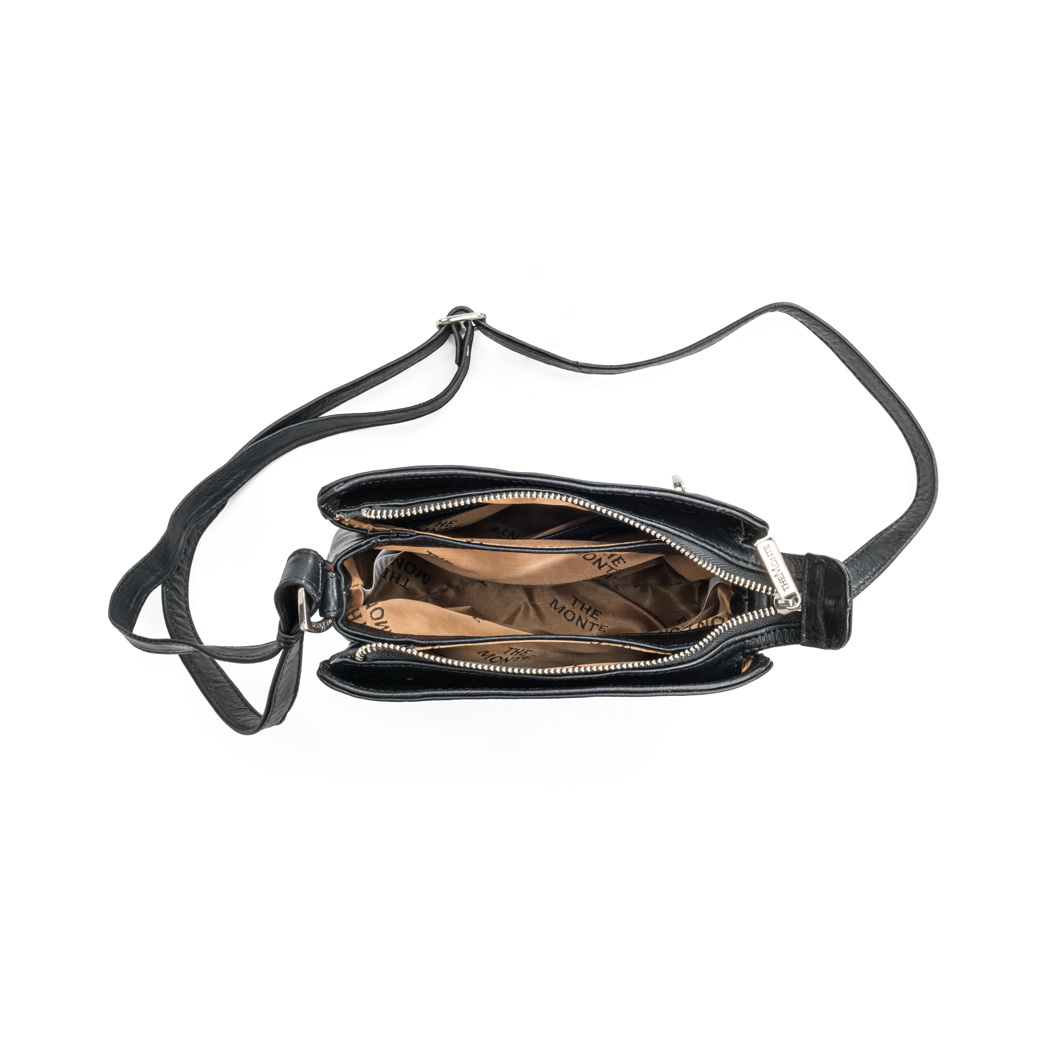 Praktisk crossbody i skinn - Svart