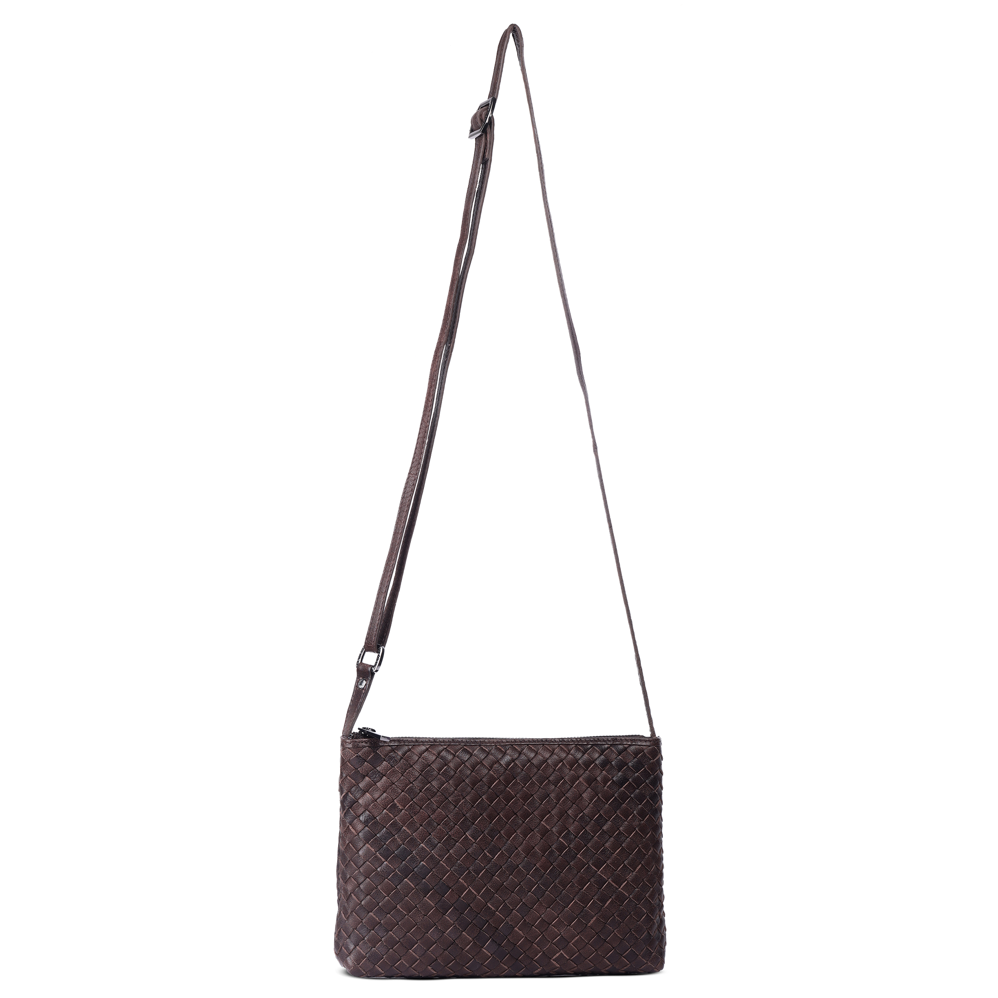 Crossbody-veske medium i skinn - Mocca
