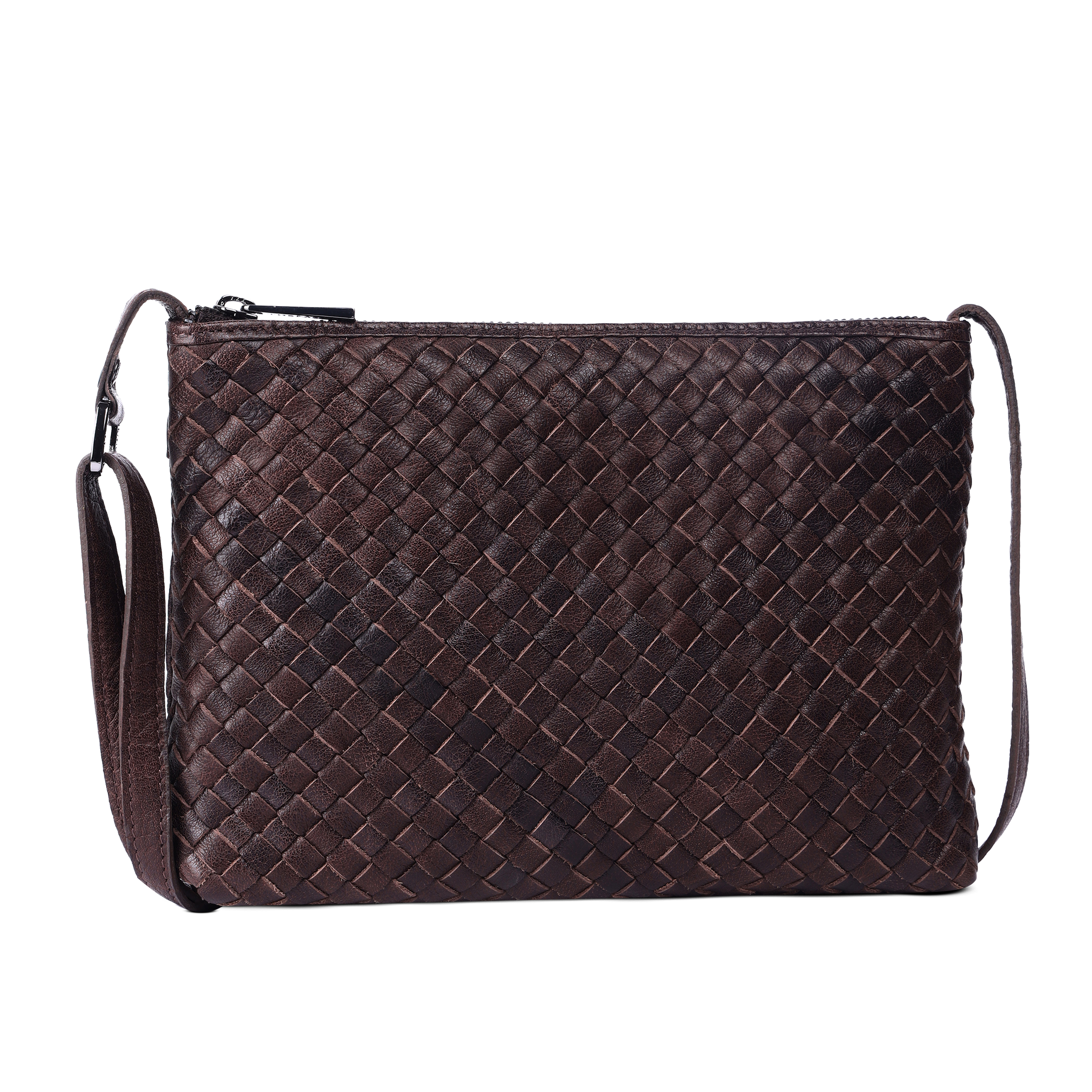 Crossbody-veske medium i skinn - Mocca