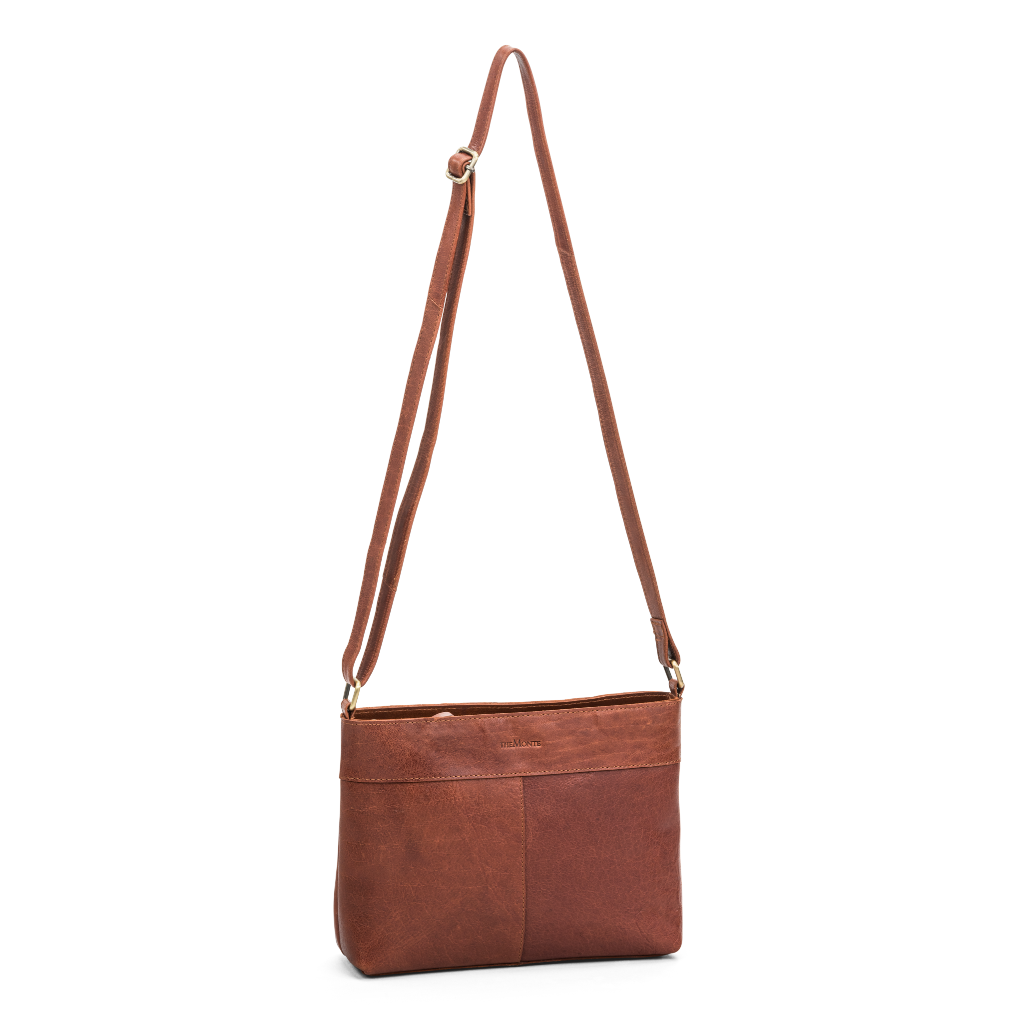 Skulderveske i skinn - Cognac