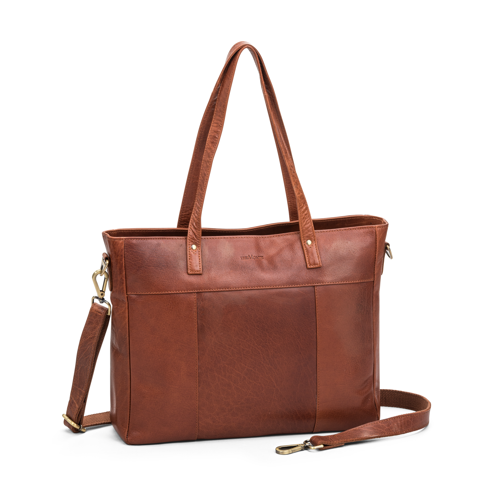 Tote bag A4 i skinn - Cognac