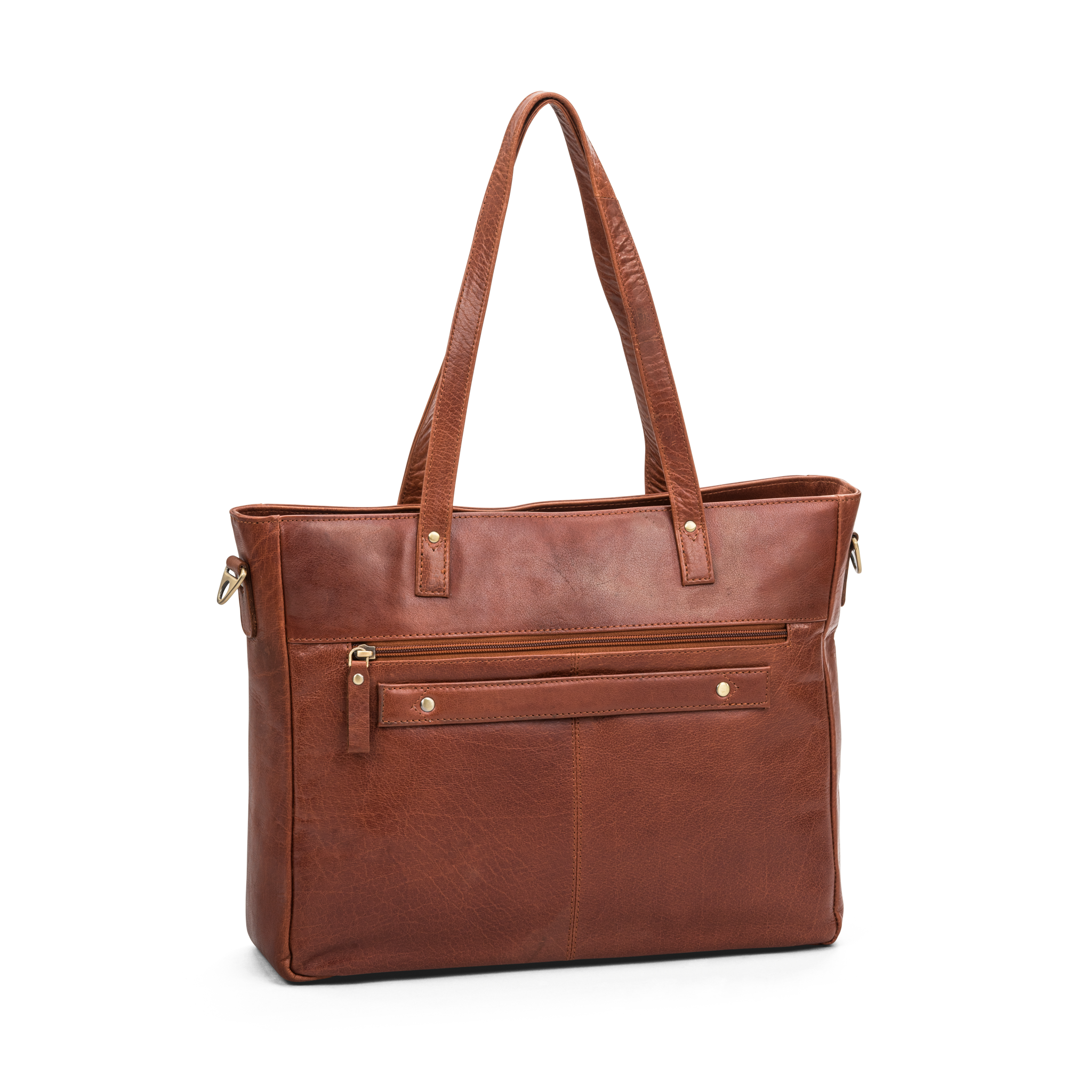 Tote bag A4 i skinn - Cognac