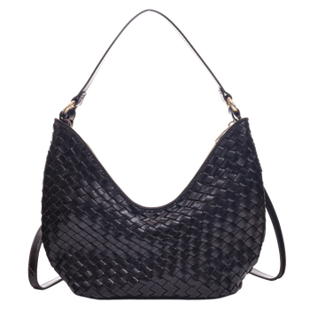 Mona Salerno skulderveske i flettet skinn Mørk brun