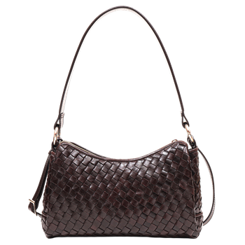 Eleonora Salerno skulderveske flettet skinn Mørk brun