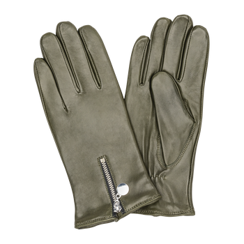 Damehanske Lammeskinn m/metallglidelås Olive