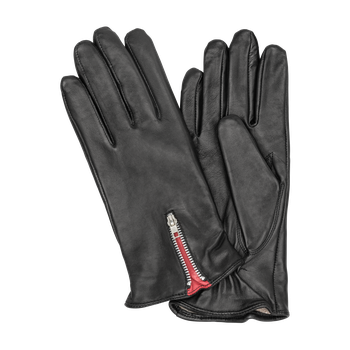 Damehanske Geiteskinn m/metallglidelås Svart rød