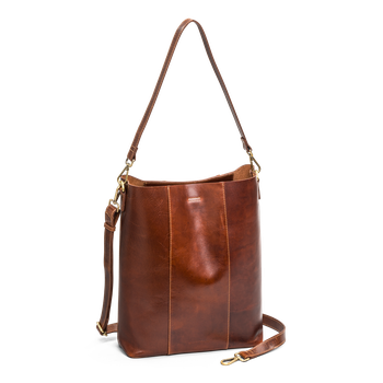 Bucket bag 16" i skinn Cognac