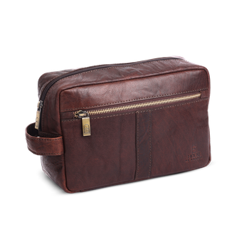 Toalettveske i skinn Brun