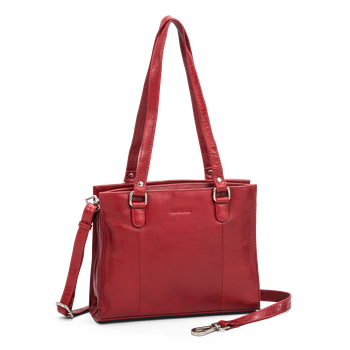 Skulderveske i skinn Rød