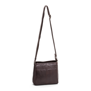 Crossbody-veske small i skinn Brun