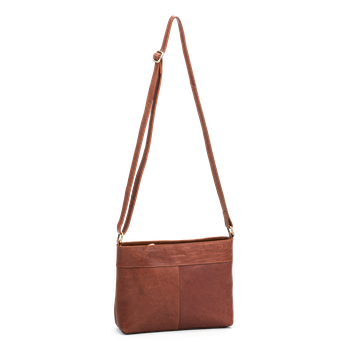 Skulderveske i skinn Cognac