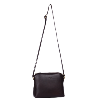 Crossbody-veske small i skinn Mørk brun