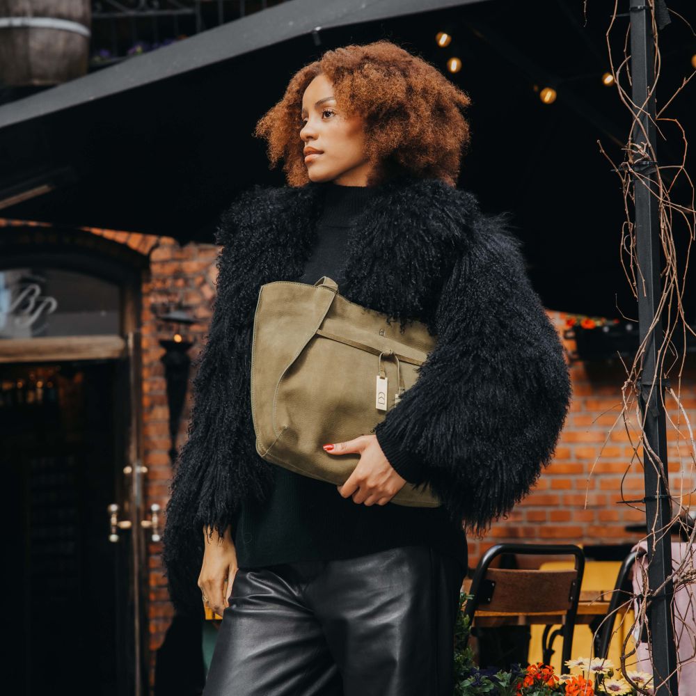 Chic Boho tote bag i skinn