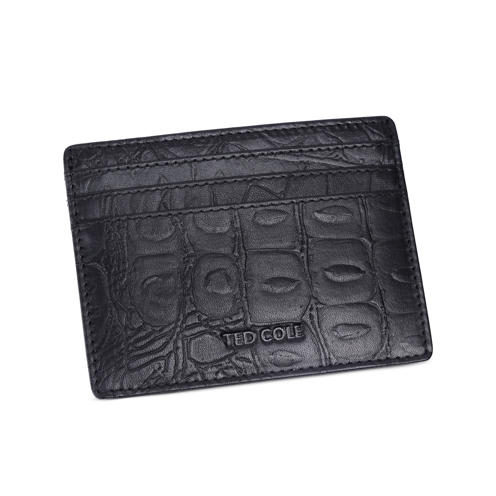 Kortholder i skinn - Croco Black