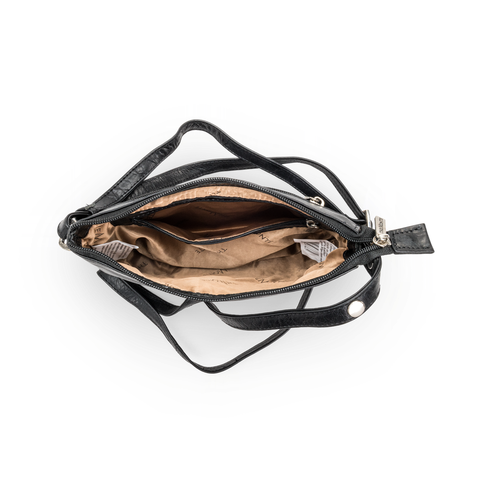 Crossbody-veske small i skinn