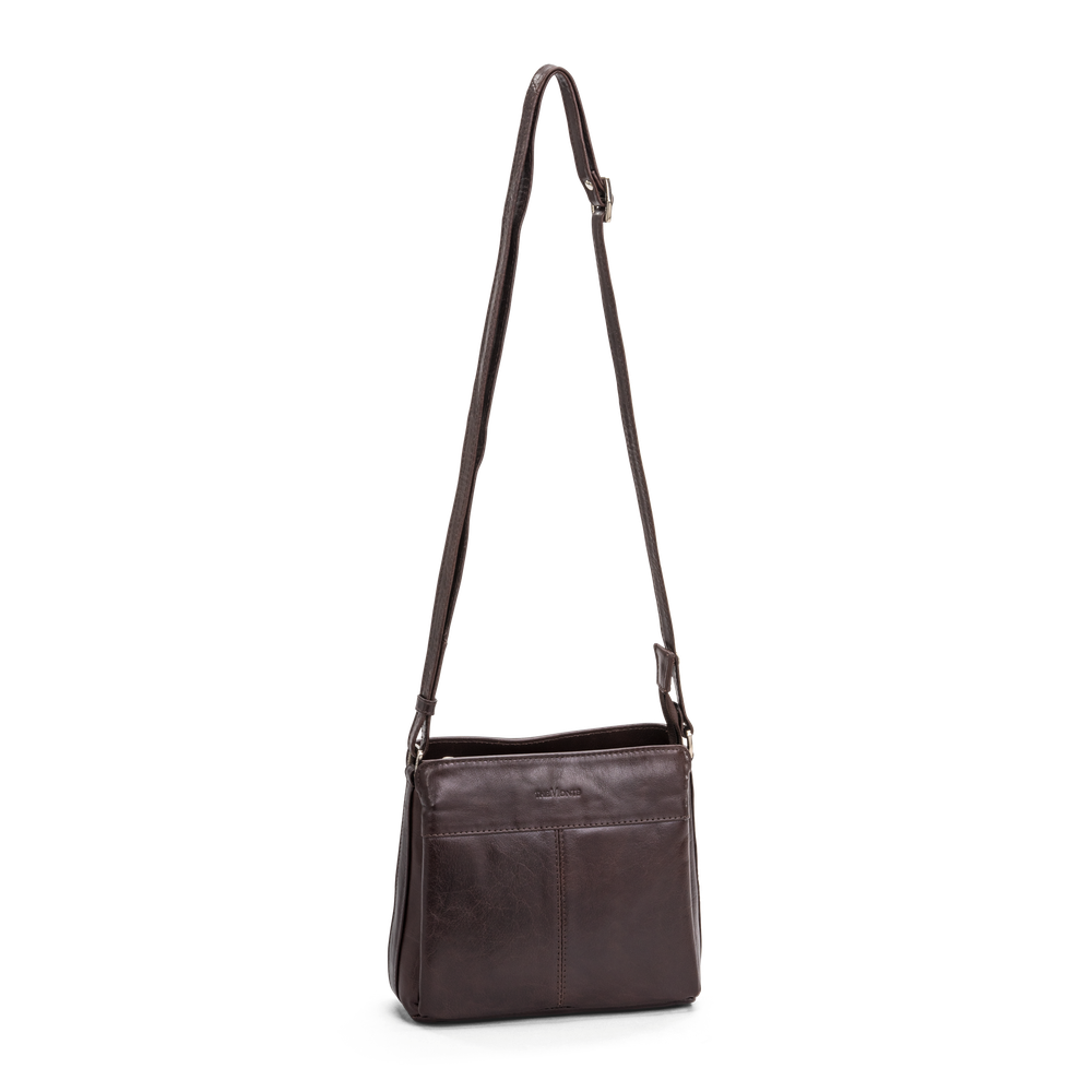 Crossbody-veske small i skinn