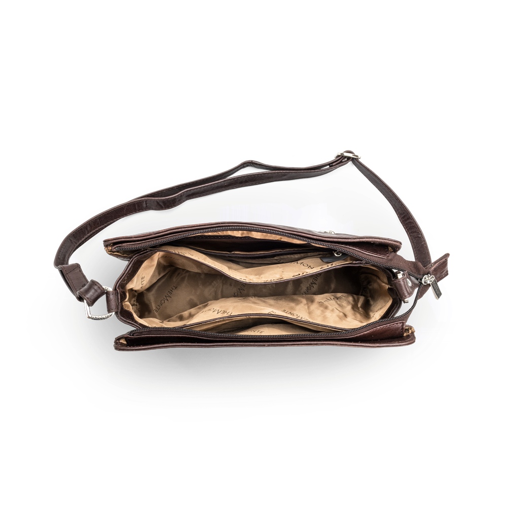 Crossbody-veske medium i skinn