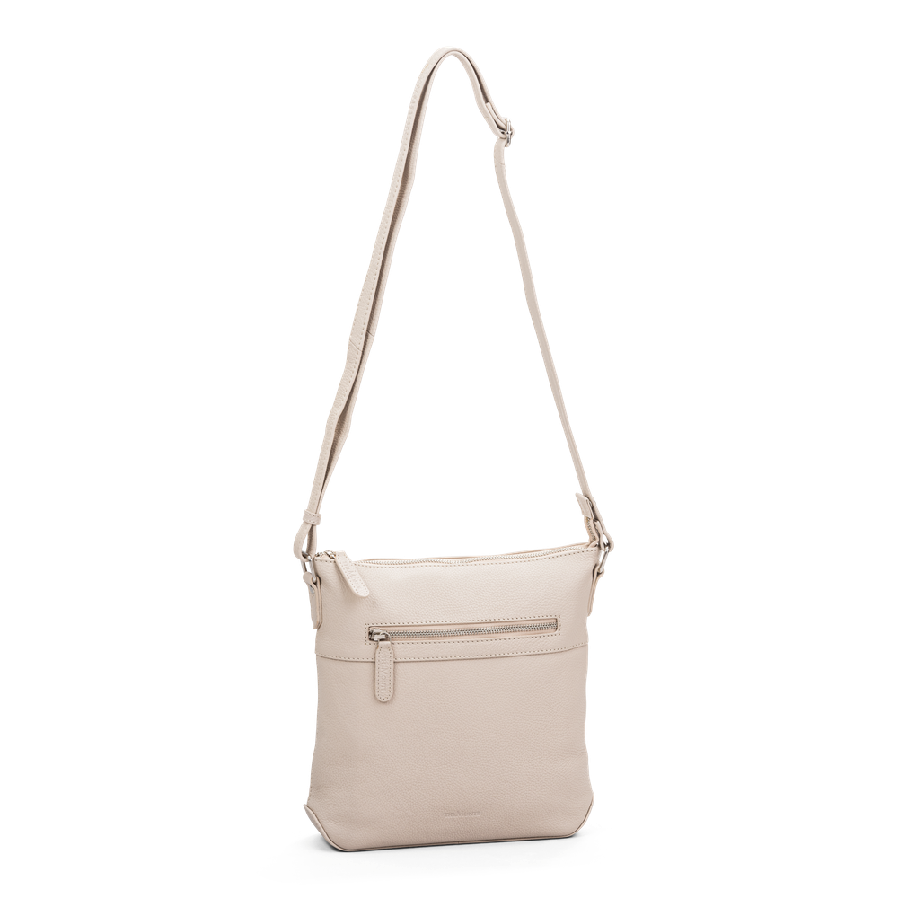 Crossbody-veske medium i skinn - Beige