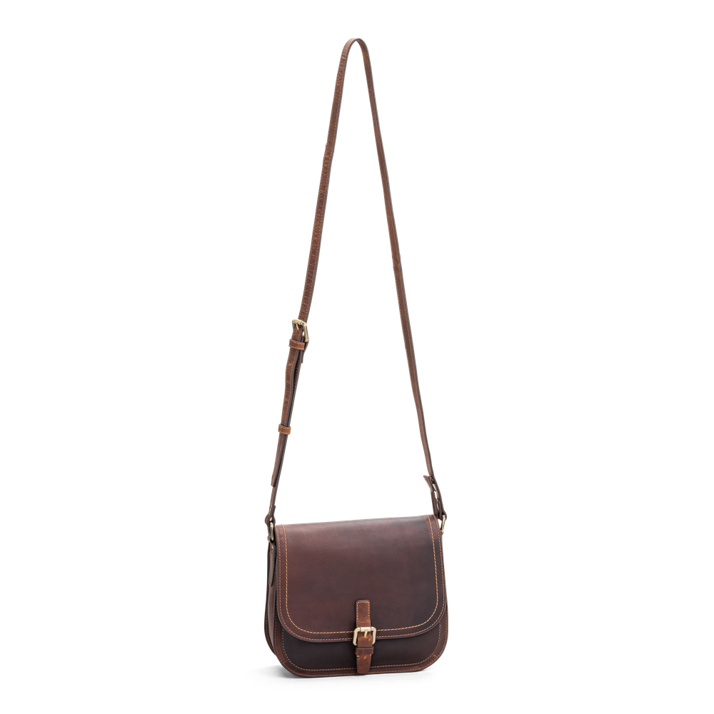 Flap bag medium i skinn - Brun